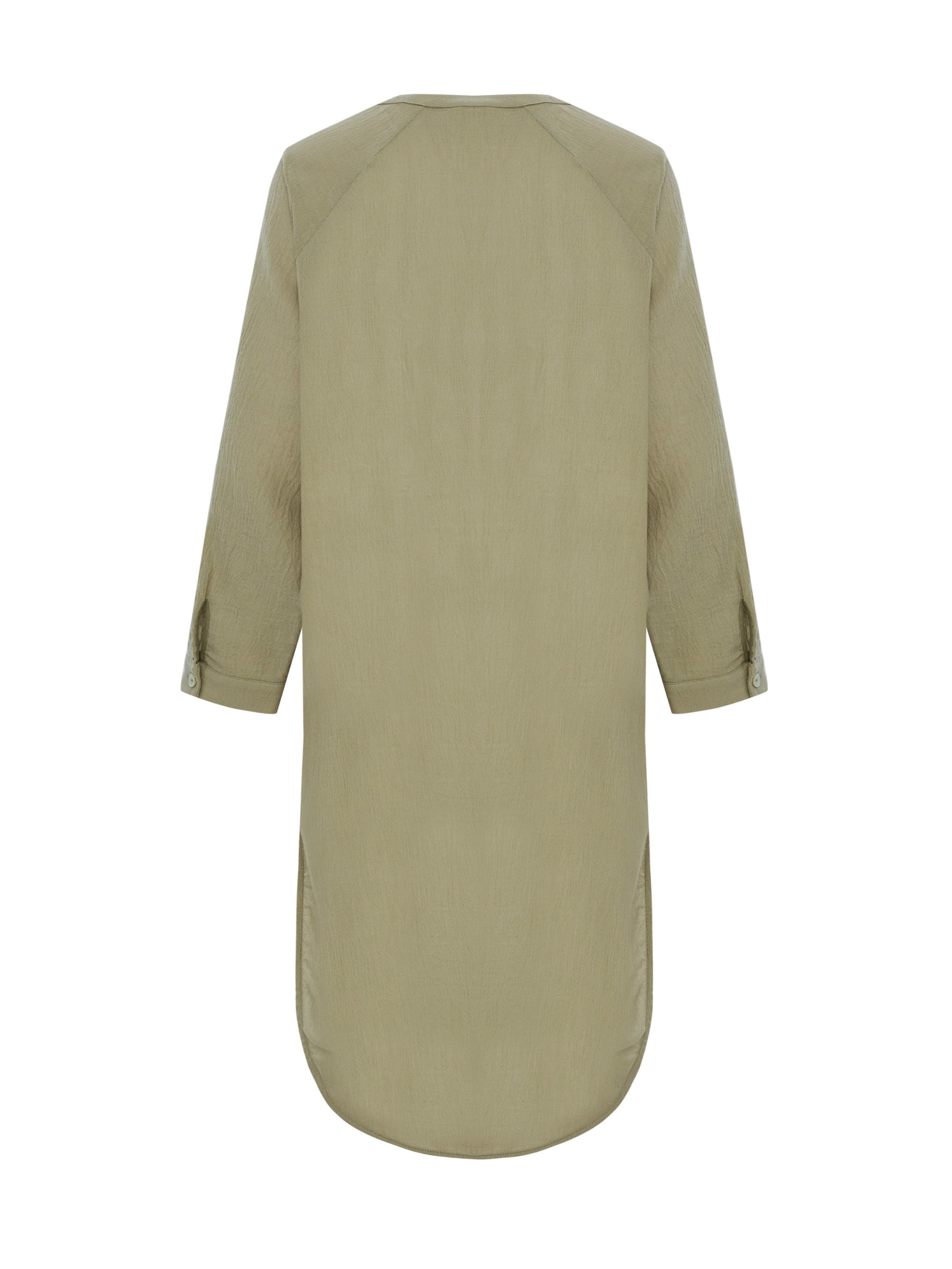 The Handloom-Terra Shirt Dress Khaki Green-Elbise-9-Milagron.com