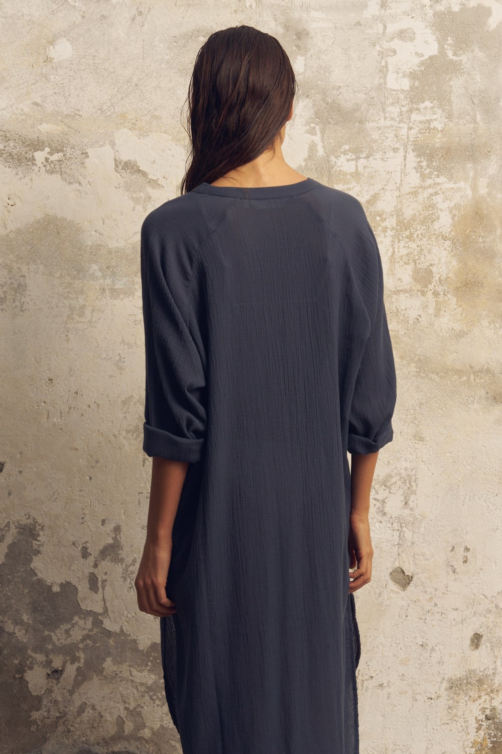 The Handloom-Terra Shirt Dress Navy-Elbise-4-Milagron.com