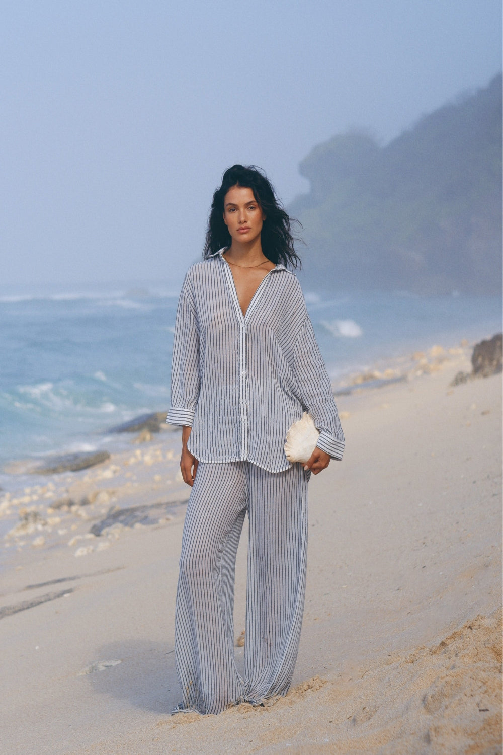 The Handloom-Voyage Set Black Stripes-Alt - Üst Takım-2-Milagron.com