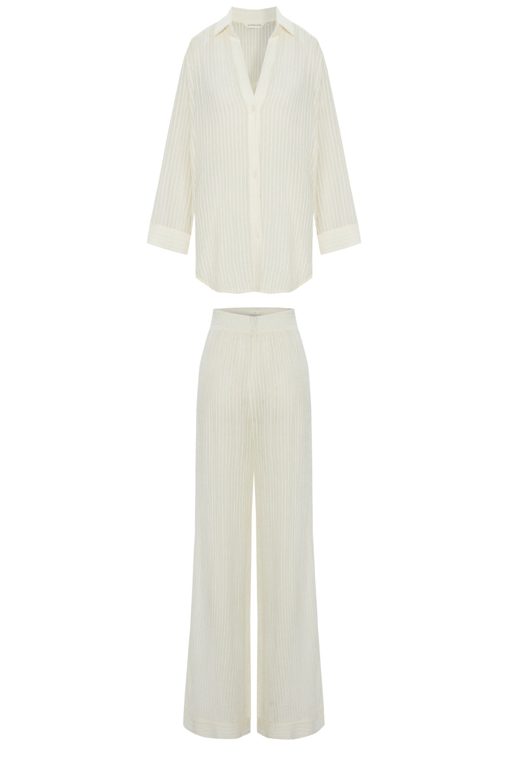 The Handloom-Voyage Set White Stripes-Alt - Üst Takım-8-Milagron.com