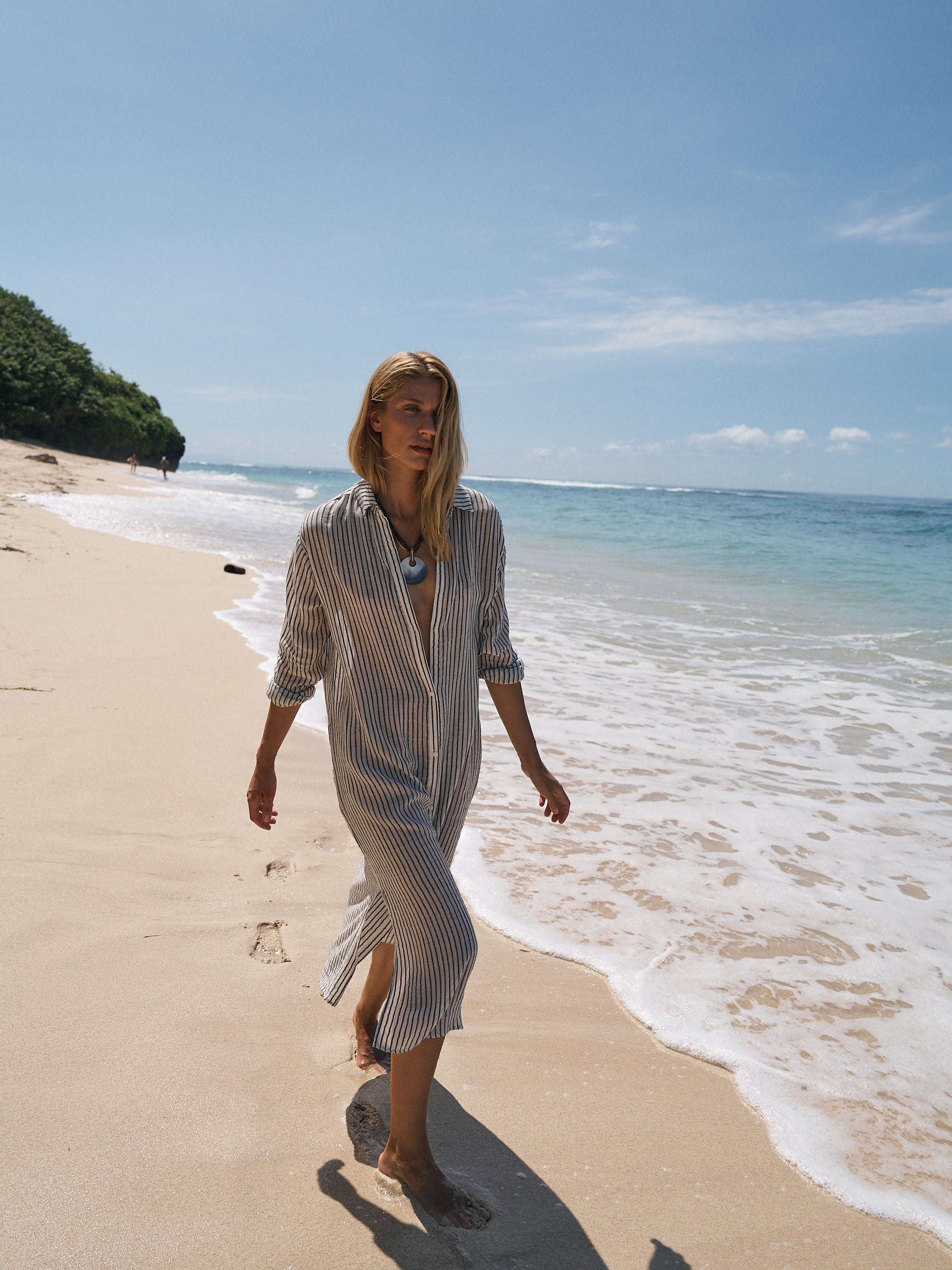 The Handloom-Voyage Shirt Dress Black Stripes-Elbise-1-Milagron.com