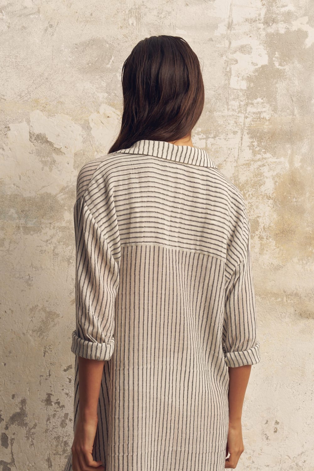 The Handloom-Voyage Shirt Dress Black Stripes-Elbise-3-Milagron.com