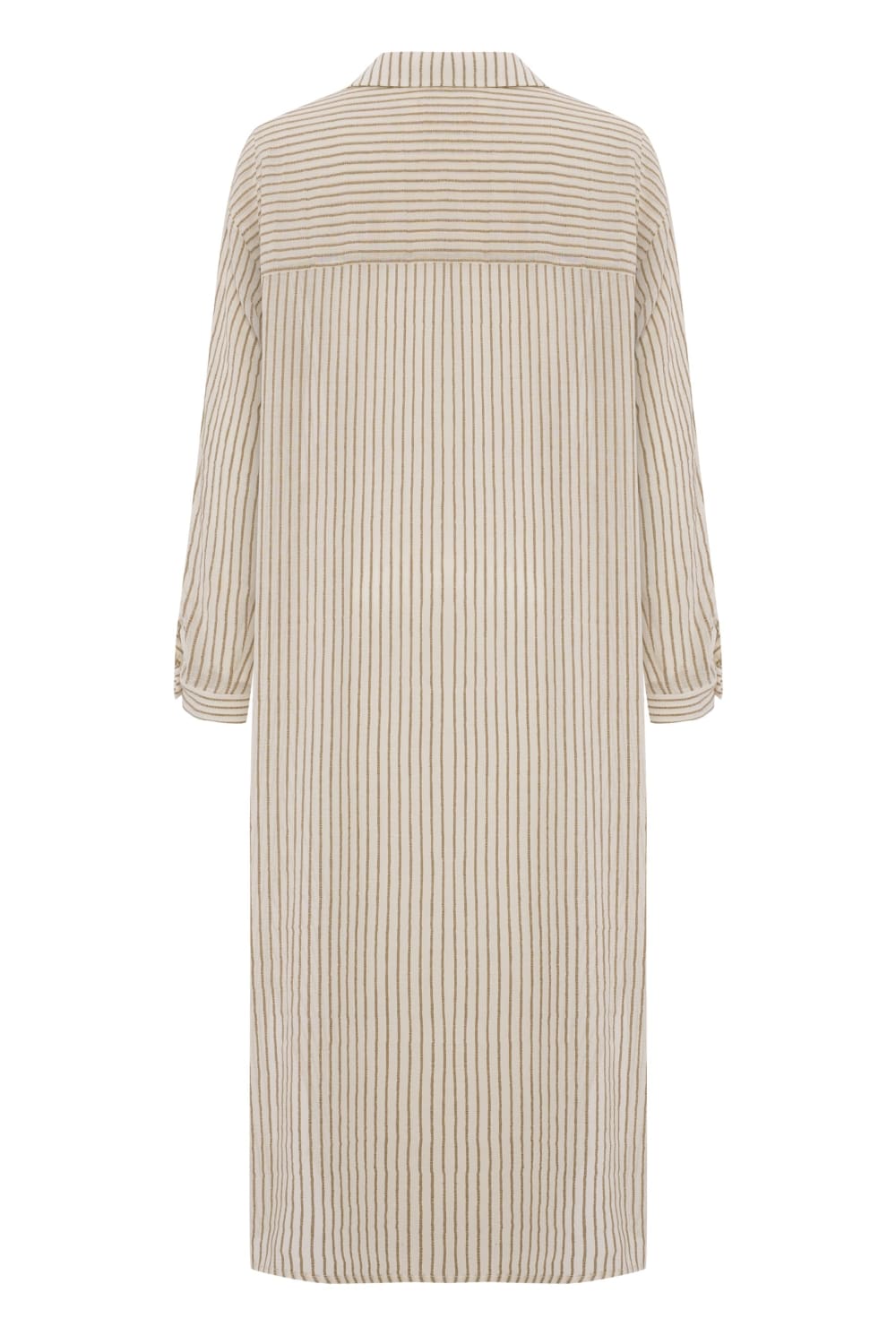 The Handloom-Voyage Shirt Dress Khaki Green Stripes-Elbise-10-Milagron.com