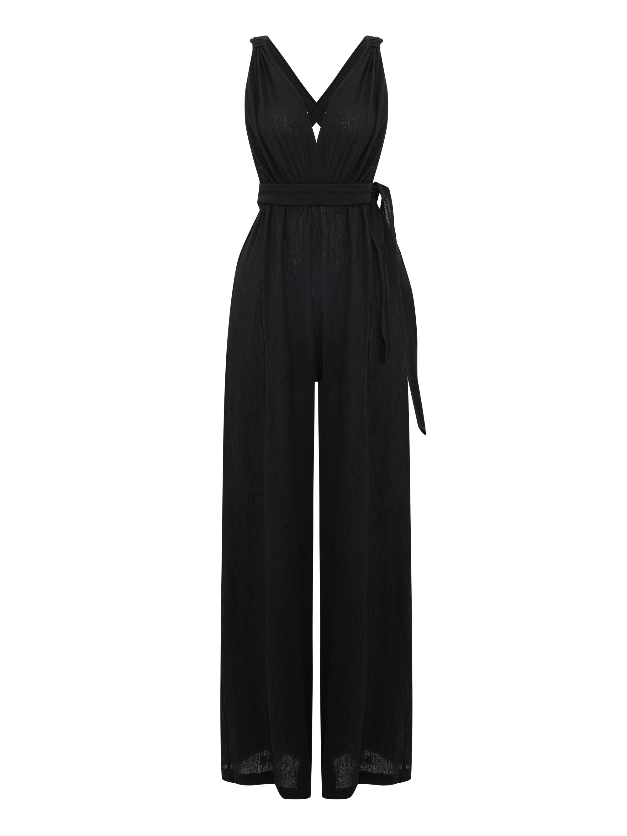 The Handloom-Wrap Your Way Jumpsuit Black-Tulum-11-Milagron.com