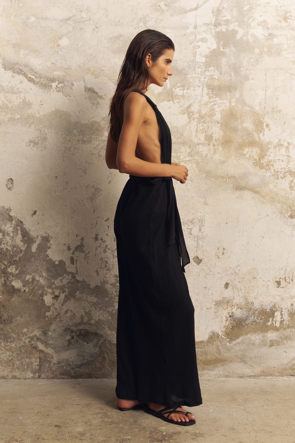 The Handloom-Wrap Your Way Jumpsuit Black-Tulum-4-Milagron.com