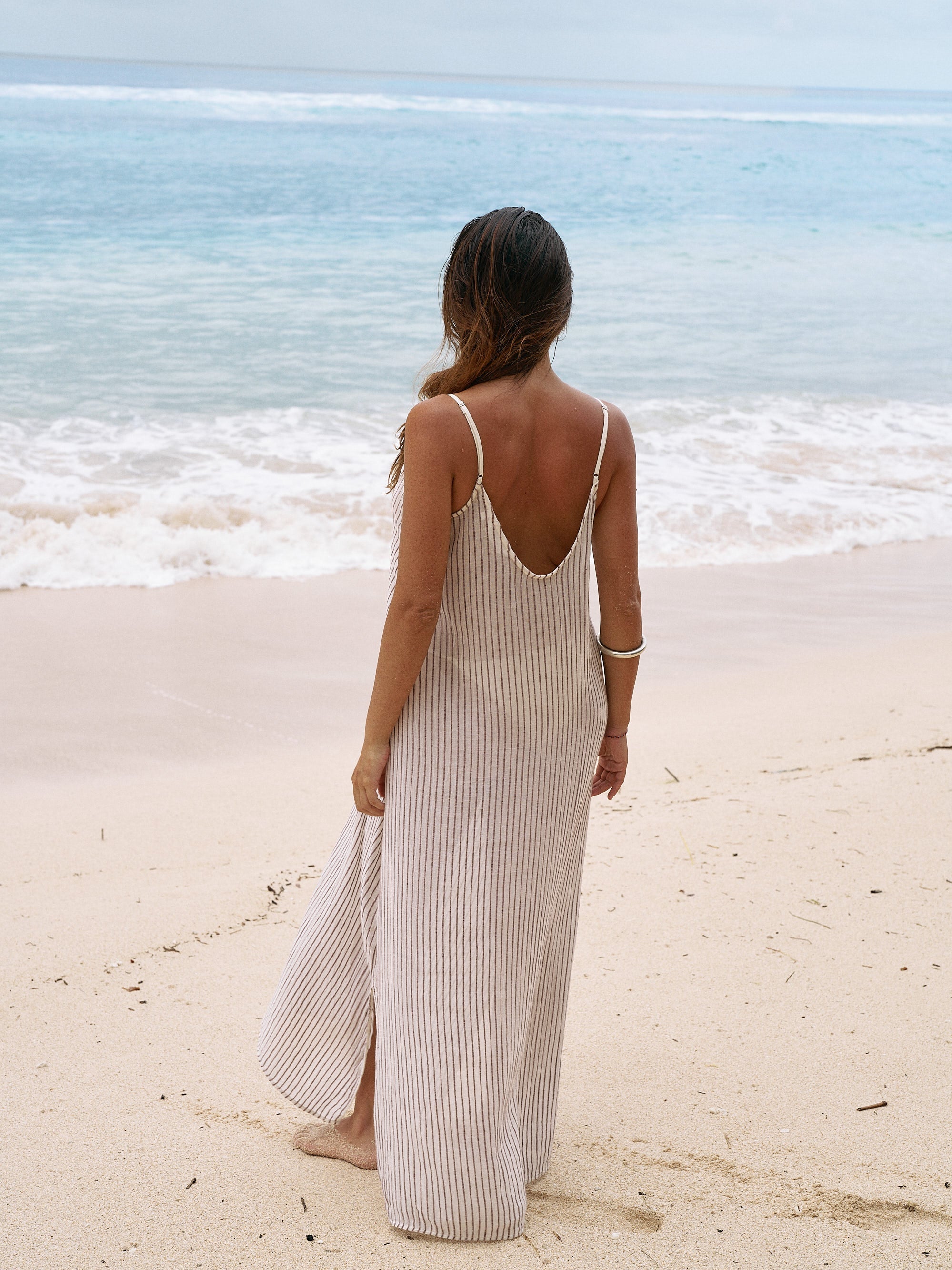 The Handloom-Yaz Dress Burgundy Stripes-Dress-3-Milagron.com