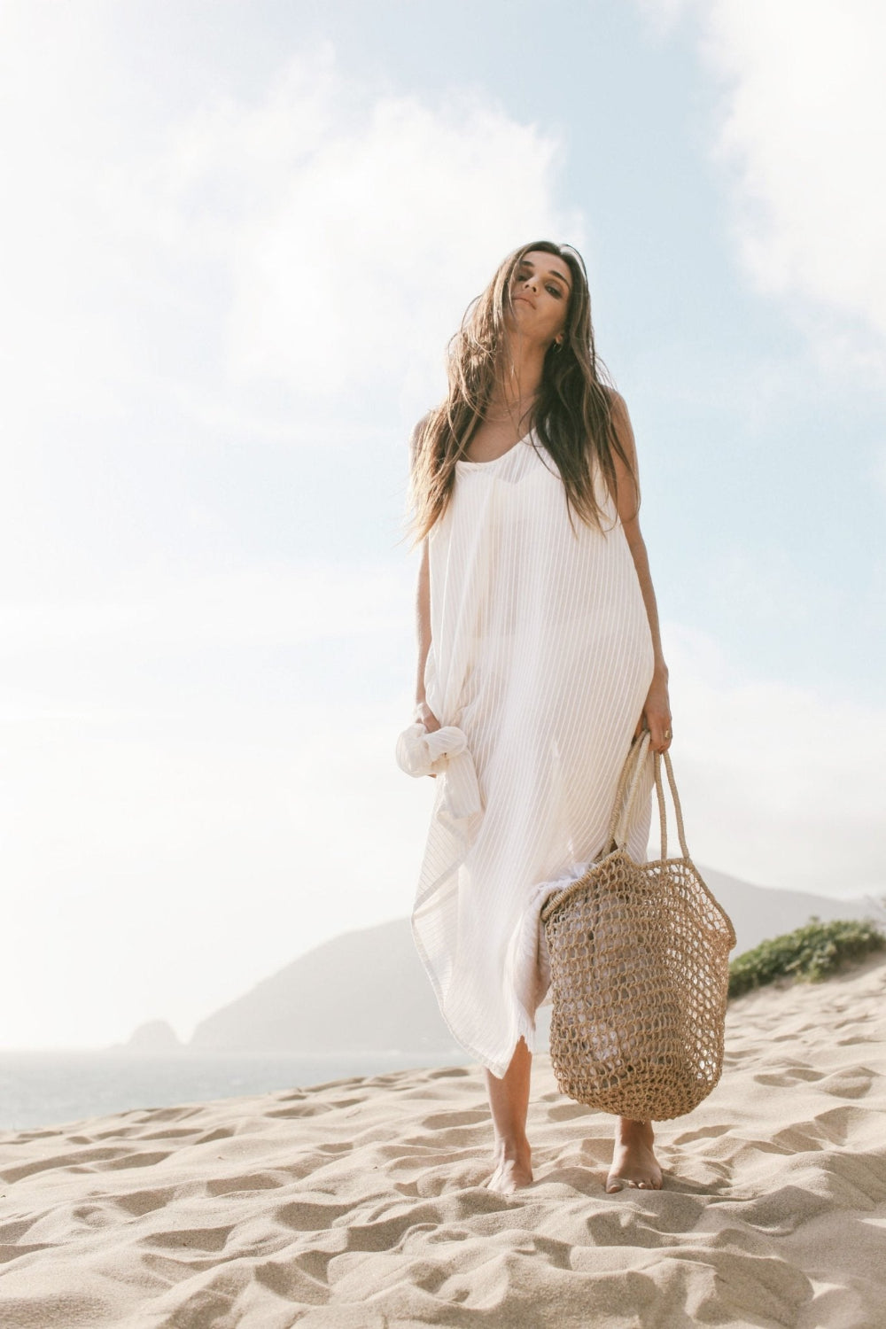 The Handloom-Yaz Dress White Stripes-Elbise-3-Milagron.com