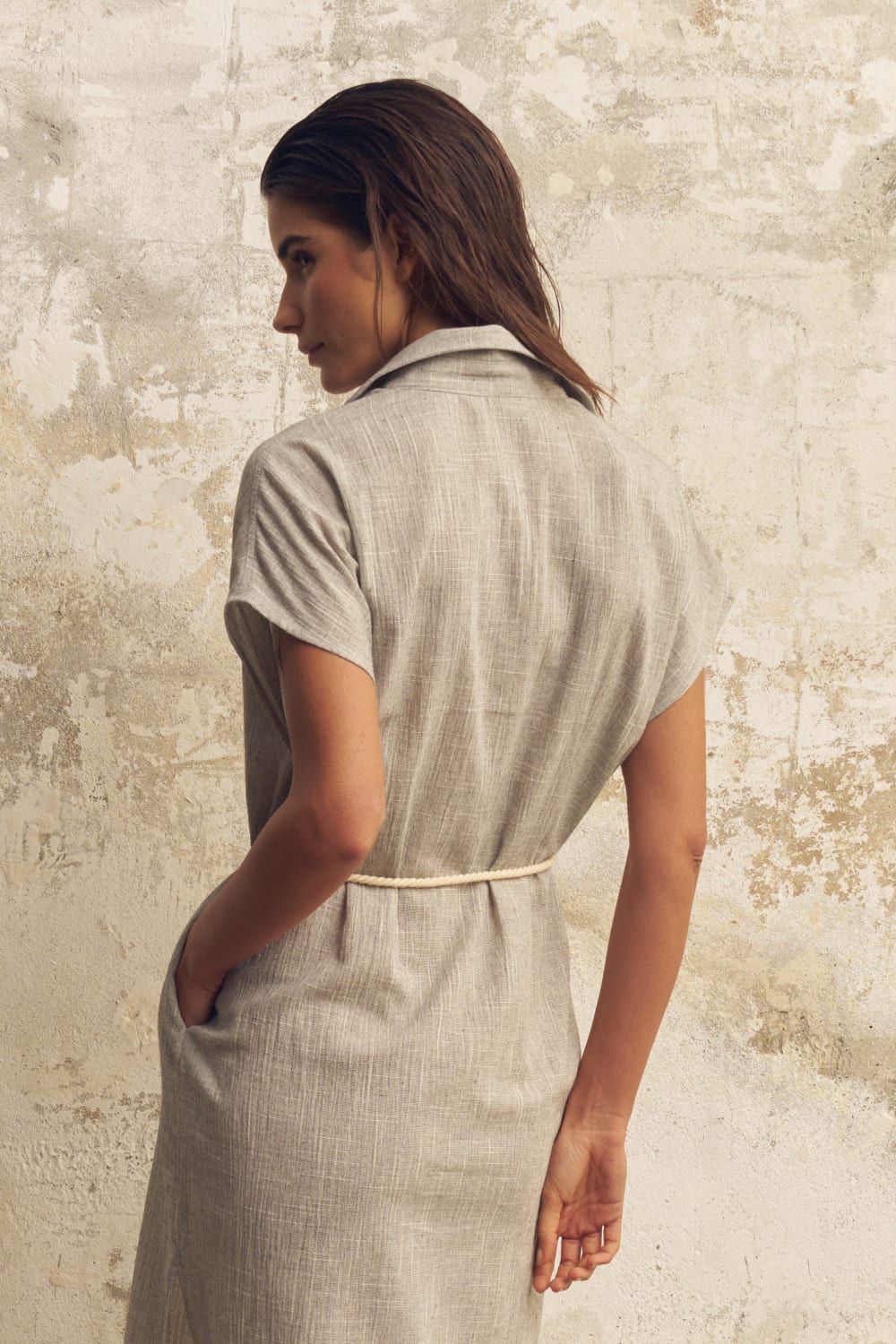 The Handloom-Zaya Shirt Dress Gray-Elbise-5-Milagron.com
