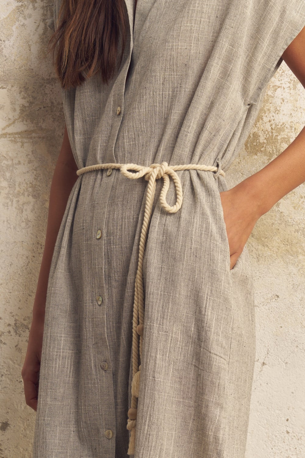 The Handloom-Zaya Shirt Dress Gray-Elbise-6-Milagron.com