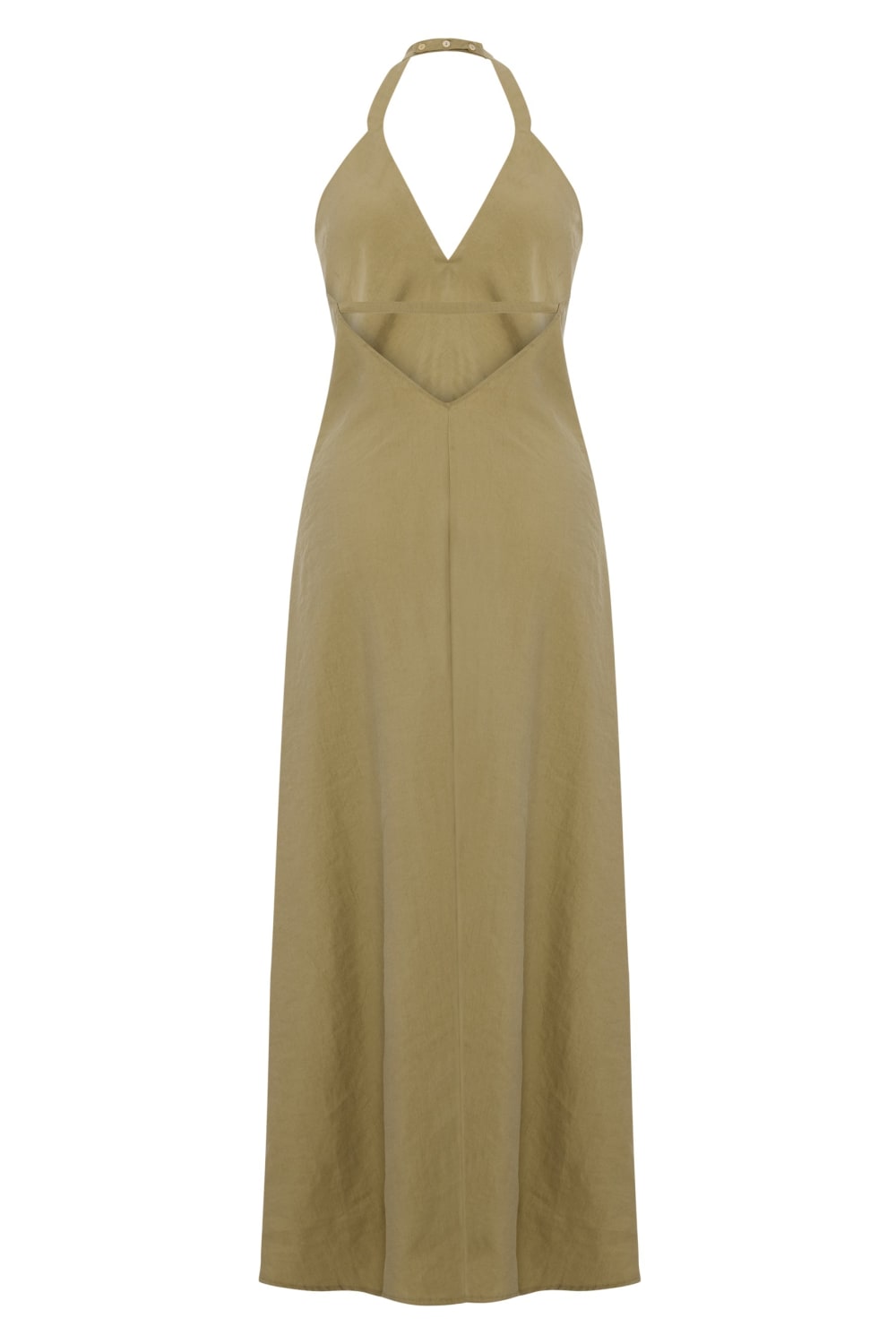 The Handloom-Zoe Maxi Dress Khaki Green-Elbise-9-Milagron.com