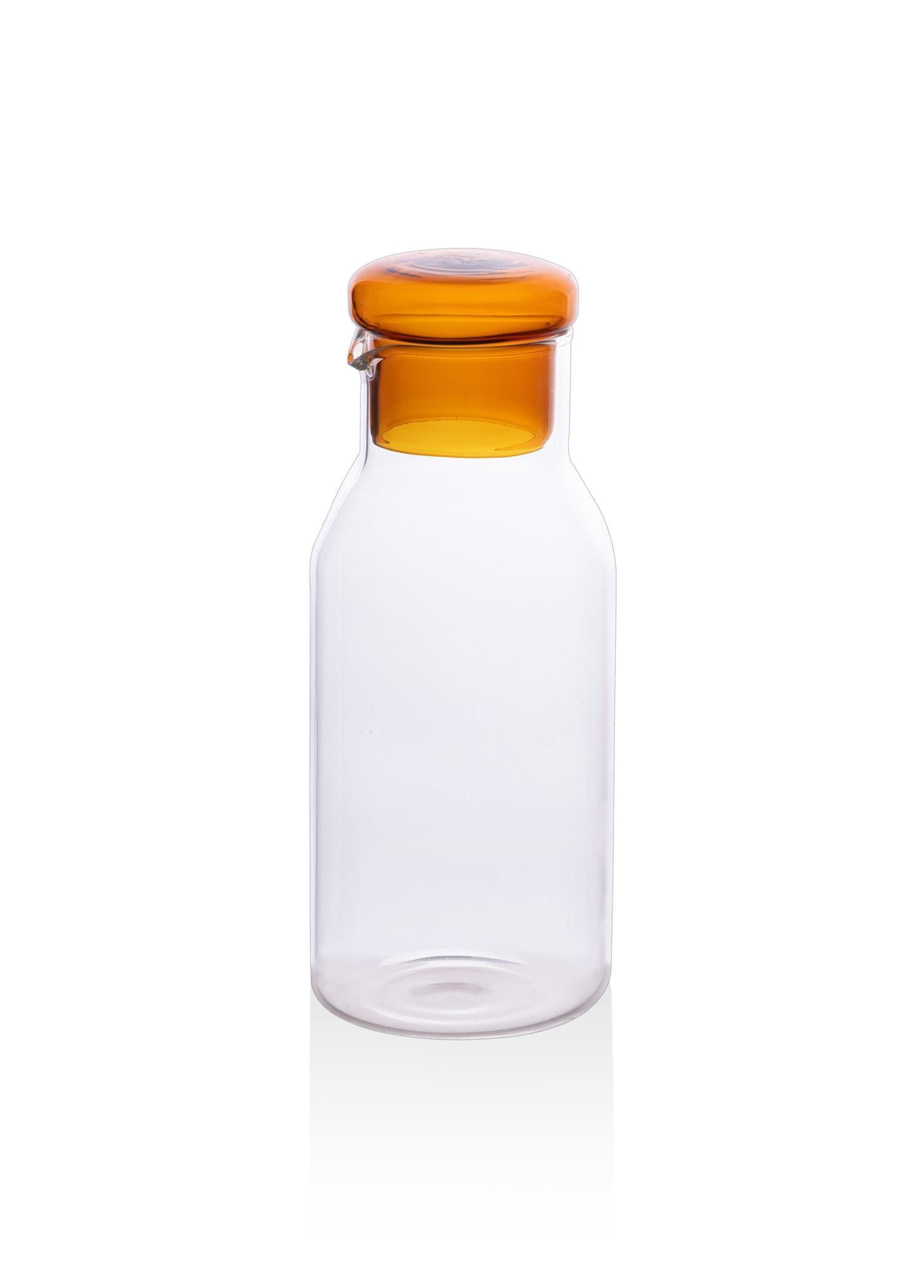 Cam Şişe Amber Kapaklı Sürahi 9X23 Cm 950 Ml