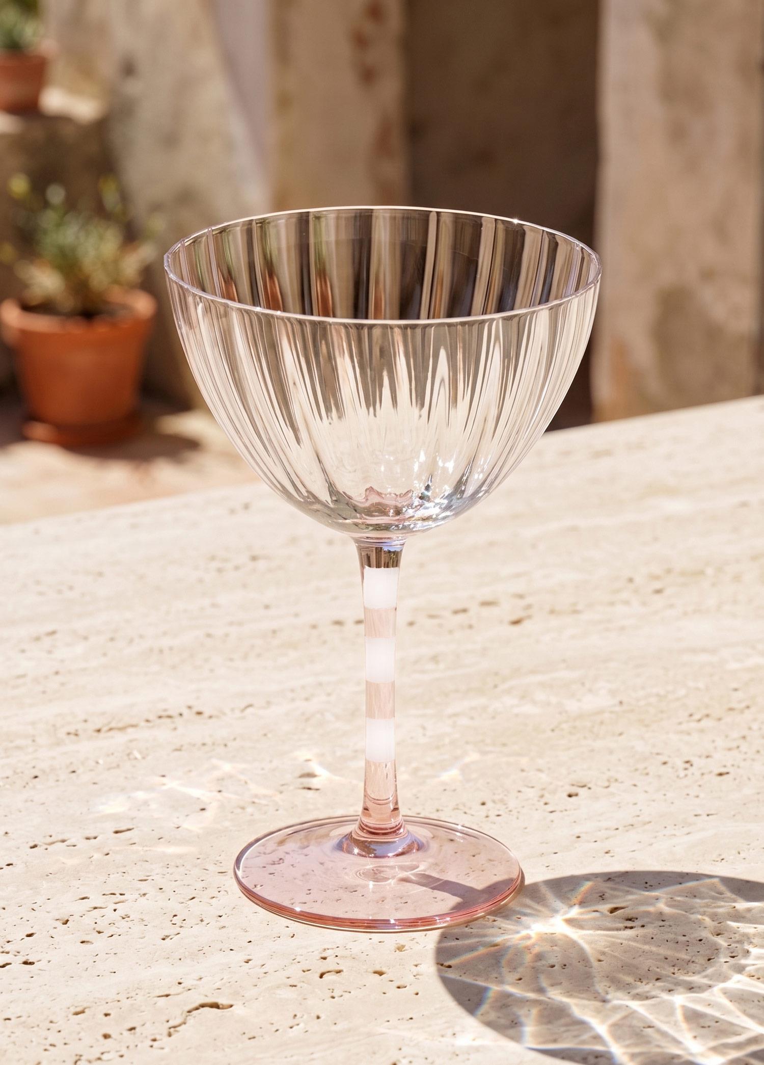 Ayaklı Cam Dondurma Kasesi Pembe Beyaz 280 Ml