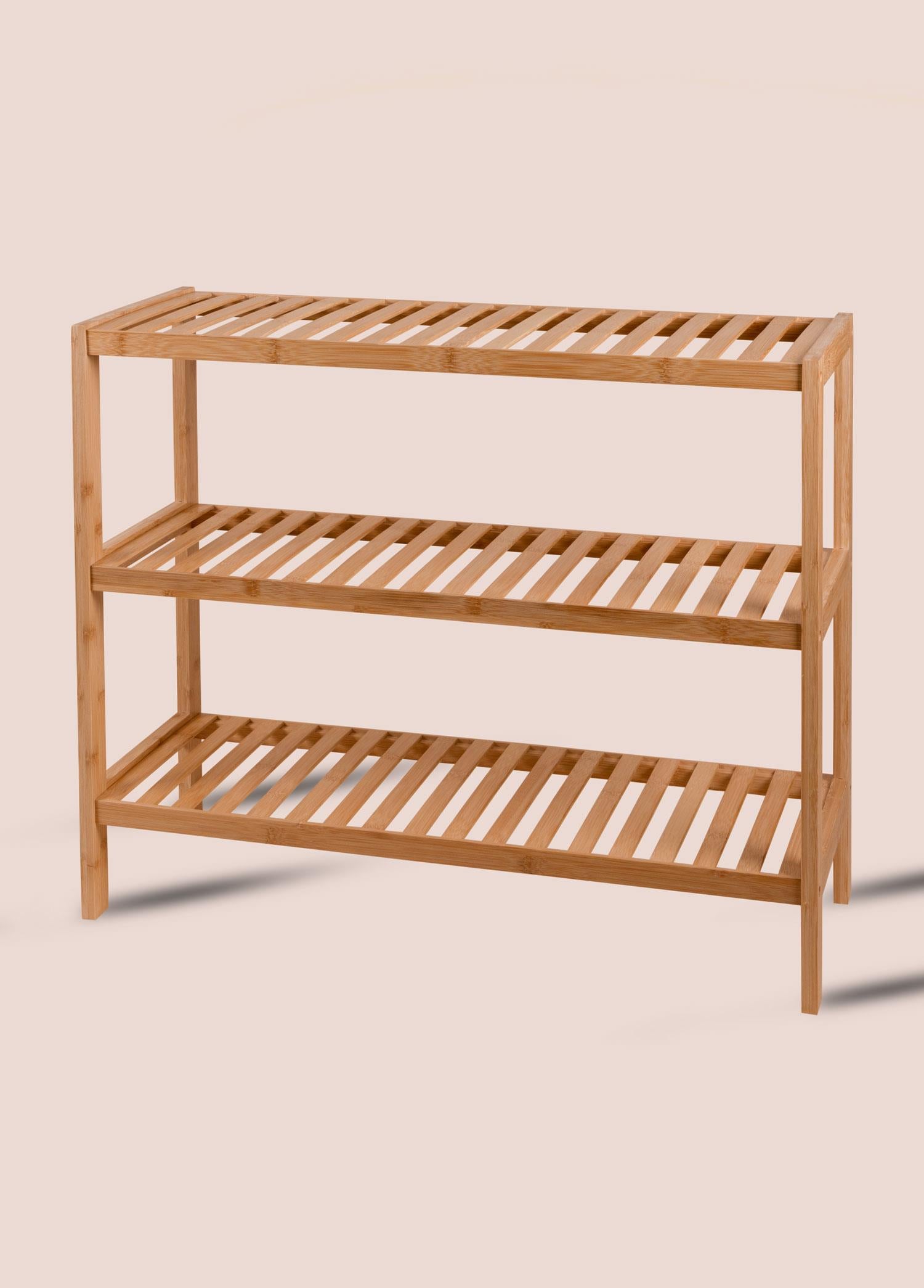 Bambu 3 Katlı Düzenleyici Dolap Raf Ayakkabılık 70X59X26 Cm