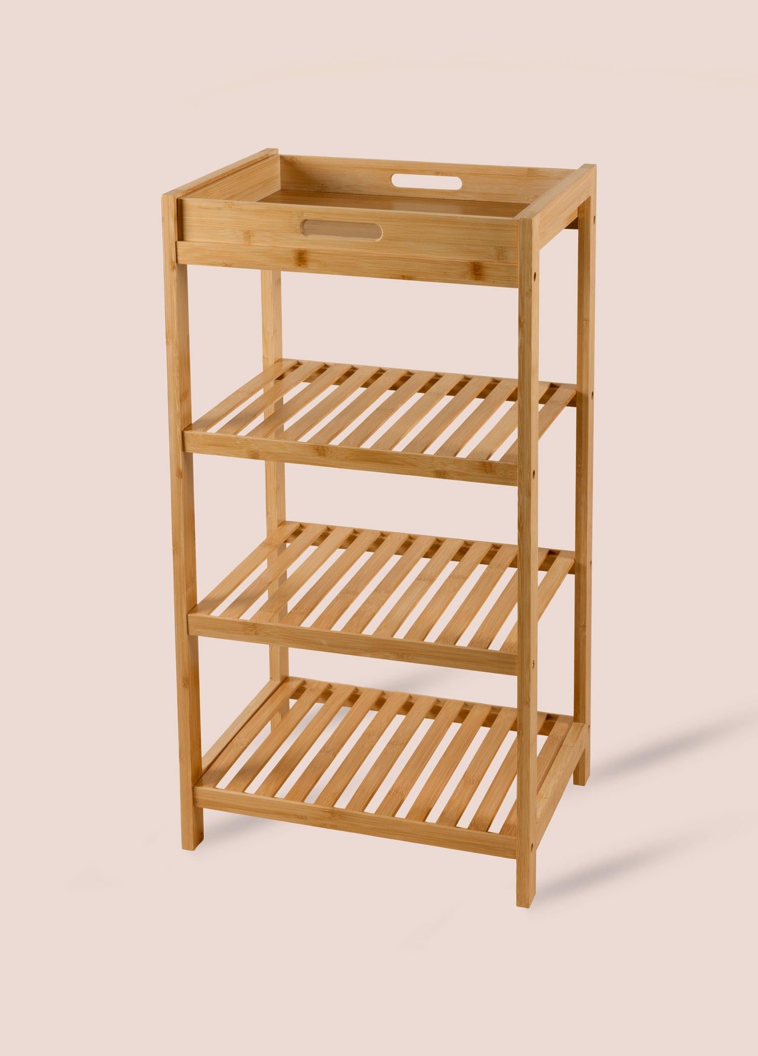 Bambu 4 Katlı Tepsili Düzenleyici Dolap Raf 75X40X30 Cm