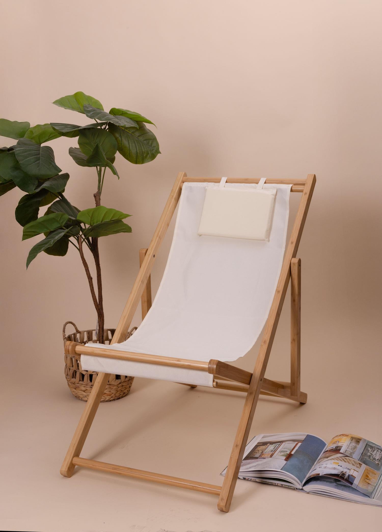 Bambu Katlanır Şezlong Sandalye
