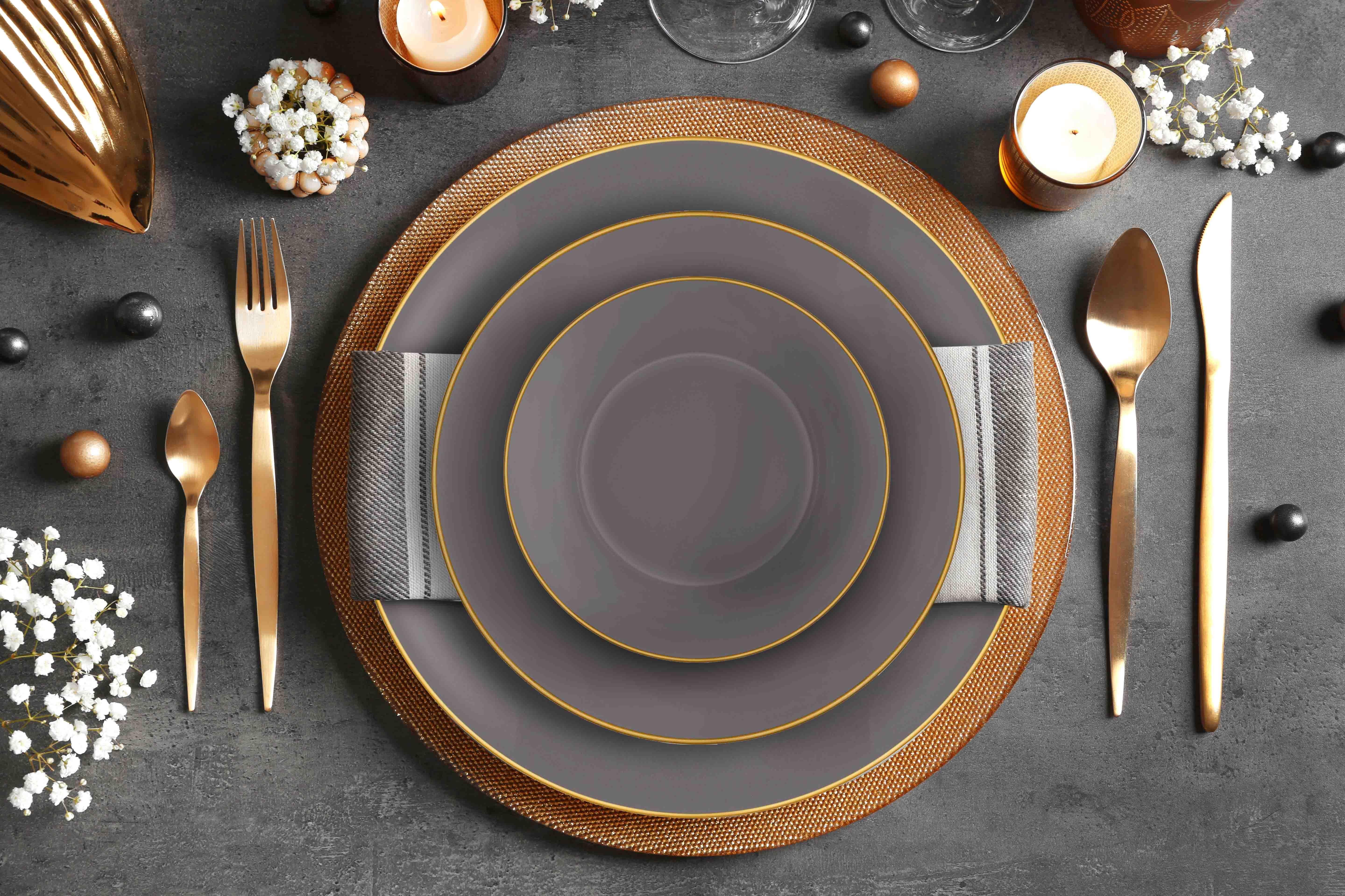 Basic Yemek Tabağı 6 Lı Set Gri - 20Cm