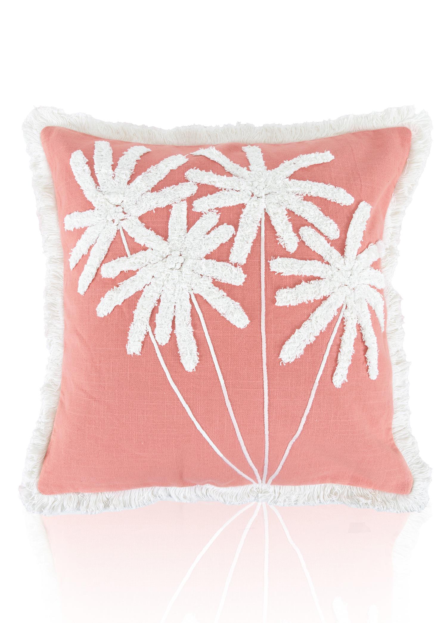 Bohem Palmiye Desenli Kırlent Somon 45 X 45 Cm