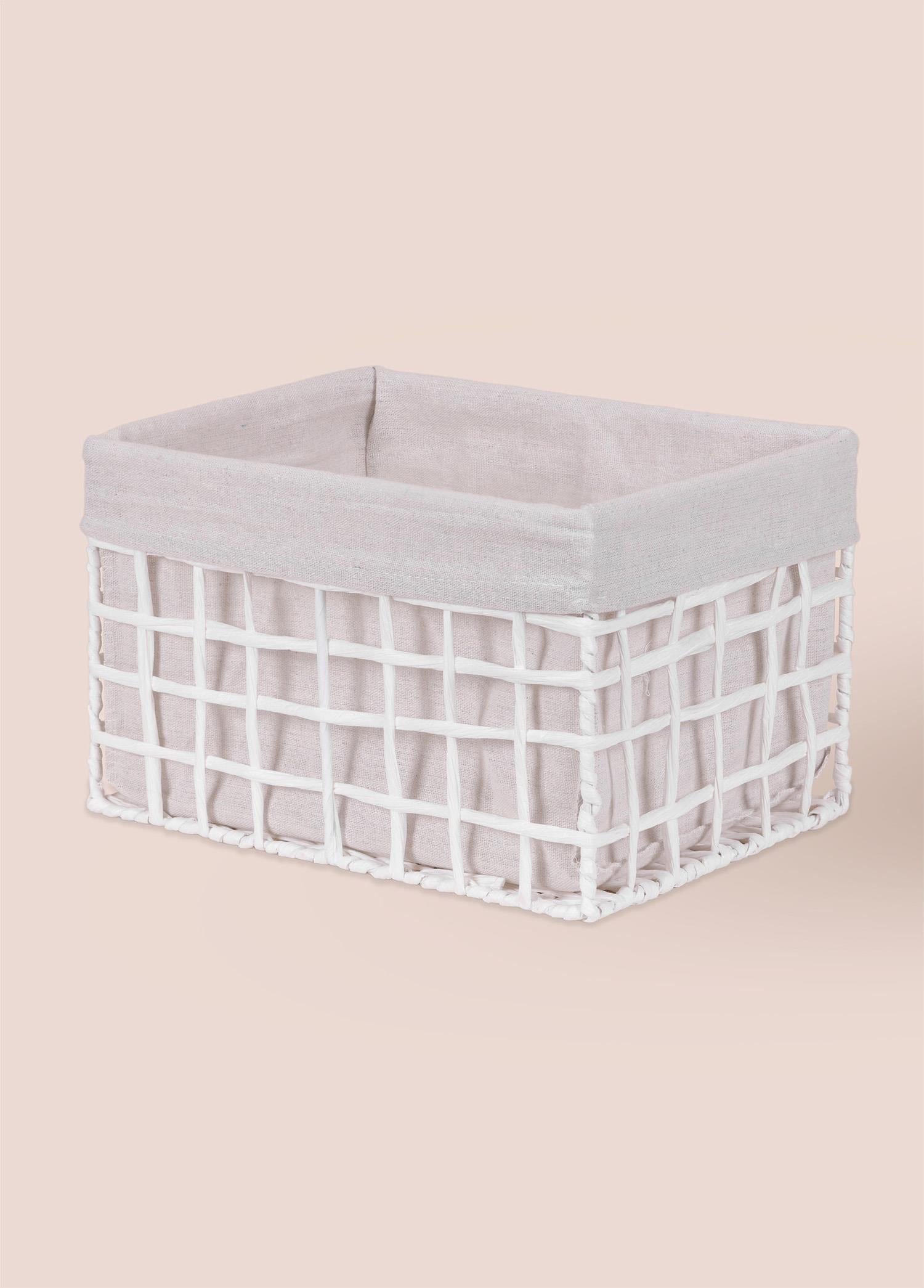 Braid Hasır Organizer Sepet Beyaz 30X22X19 Cm