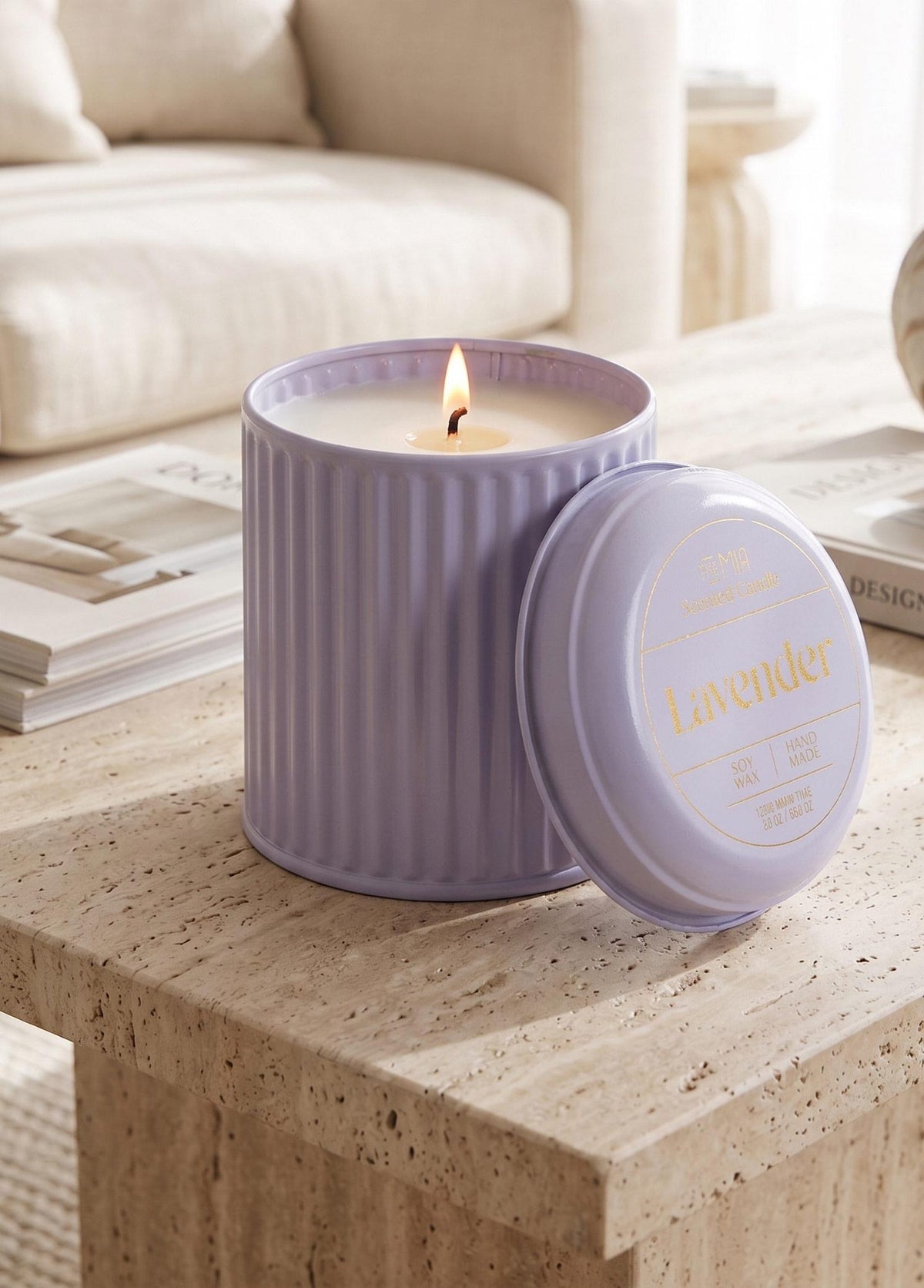 Calm Lavanta Kokulu Lila Kapaklı Mum 830 Gr 12X10