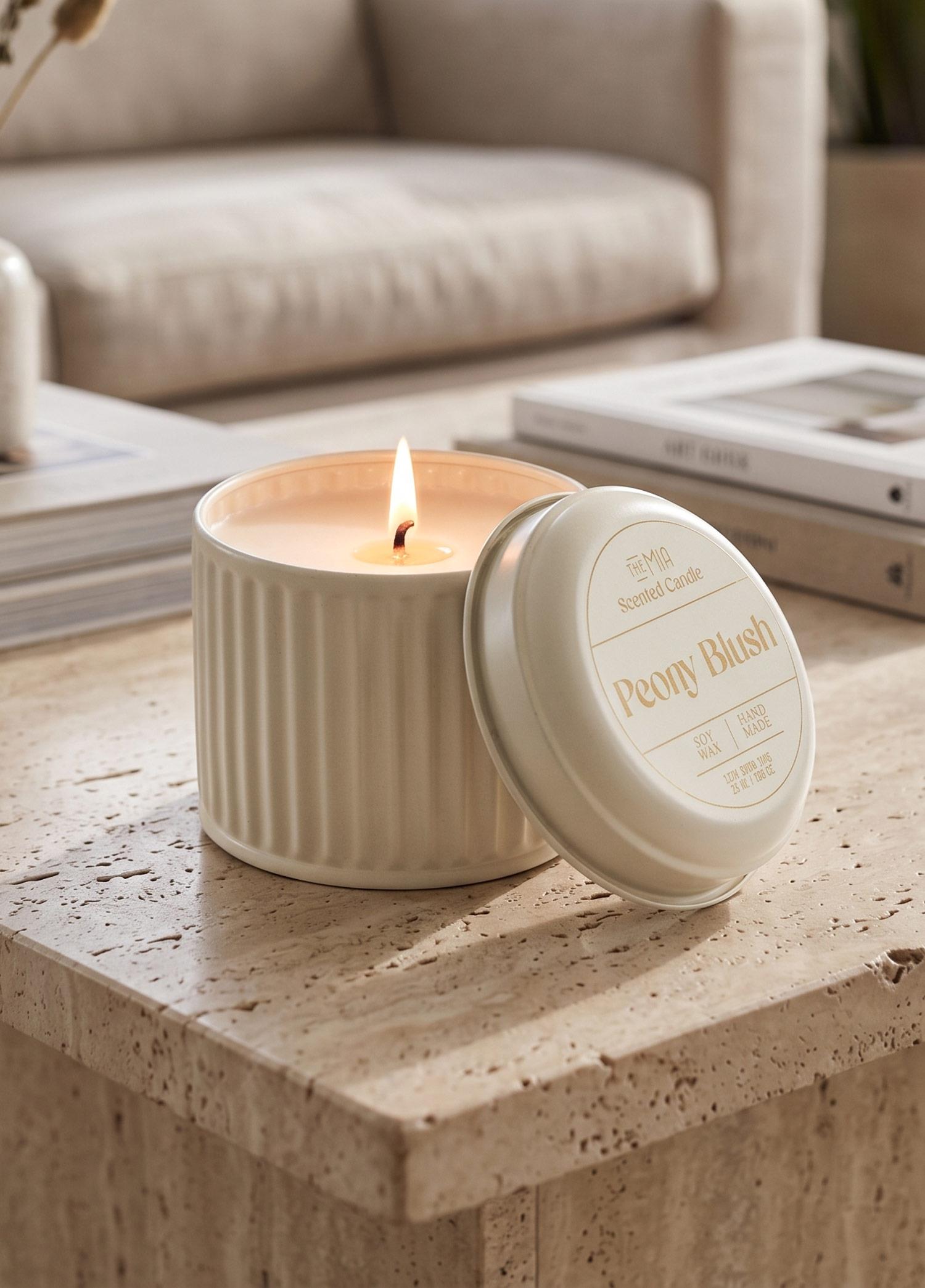 Calm Peony Blush Kokulu Krem Kapaklı Mum 600 Gr 10