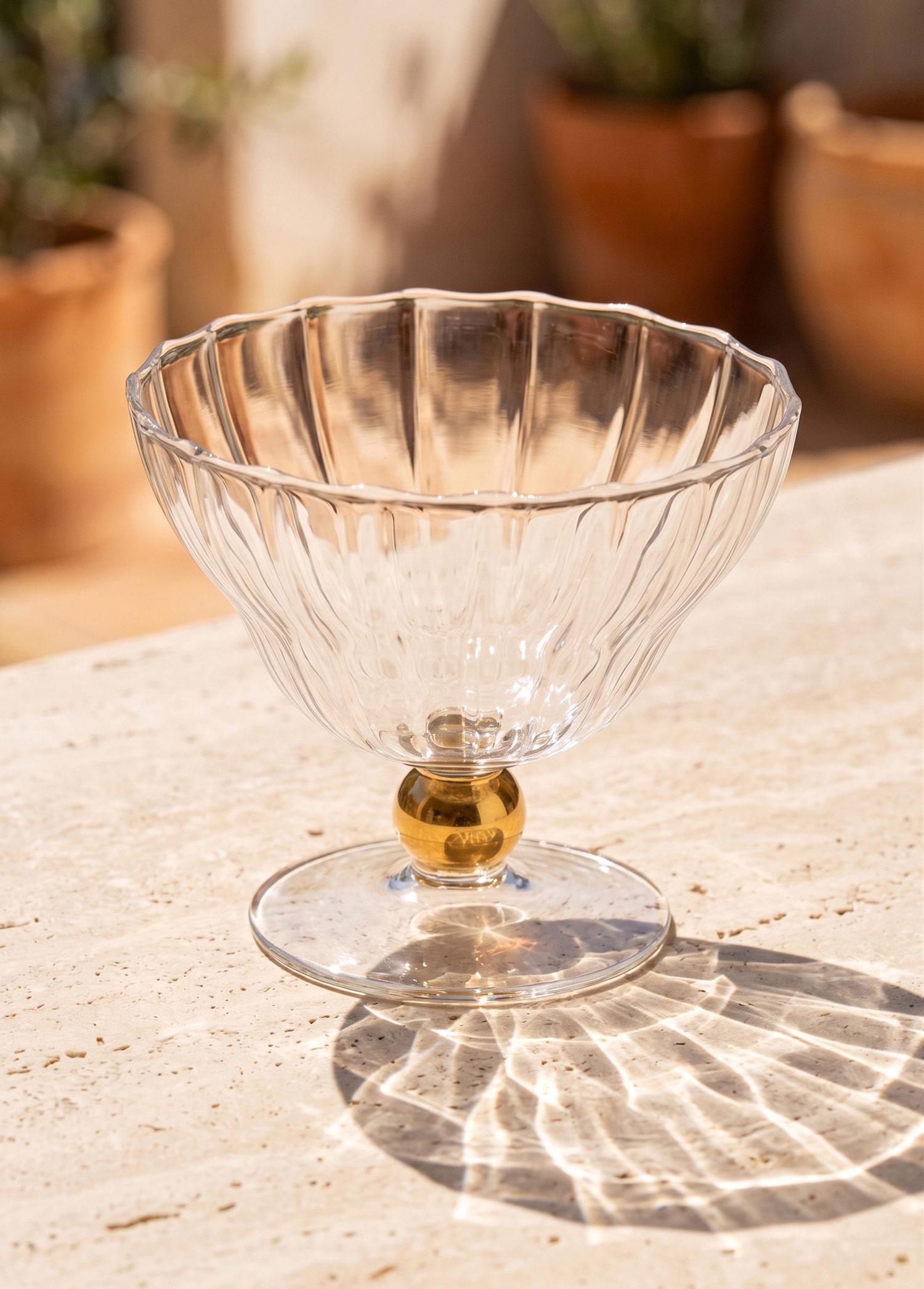 Cam Dondurmalık Ve Tatlı Sunum Kasesi Gold 240 Ml