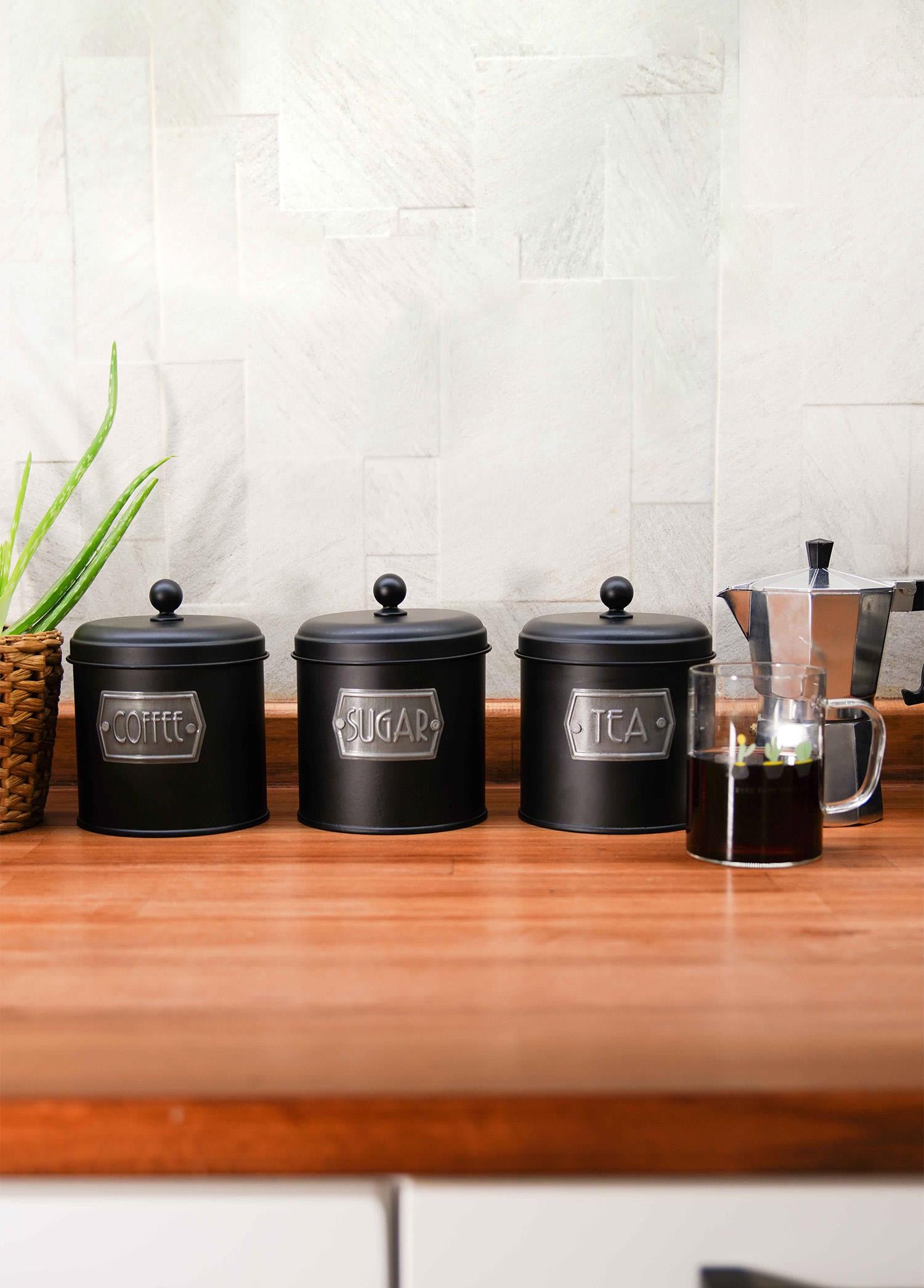Çay Şeker Kahve Kavanozu Siyah 1,30 Lt Mgl0023