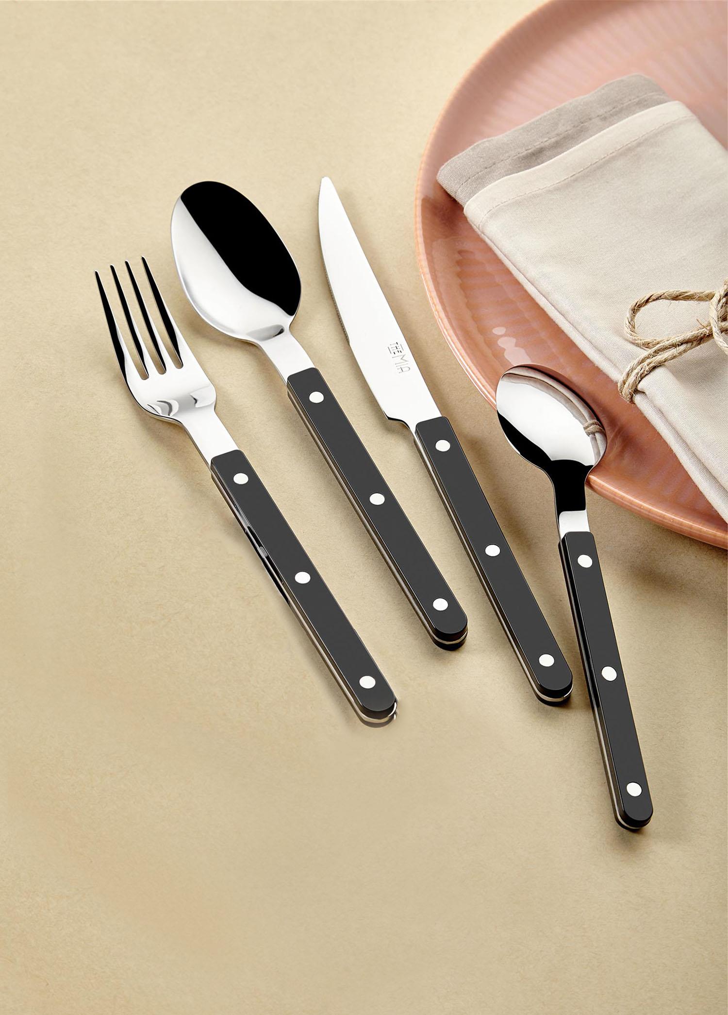 Comida Çatal Kaşık Bıçak Takımı Siyah 24 Parça