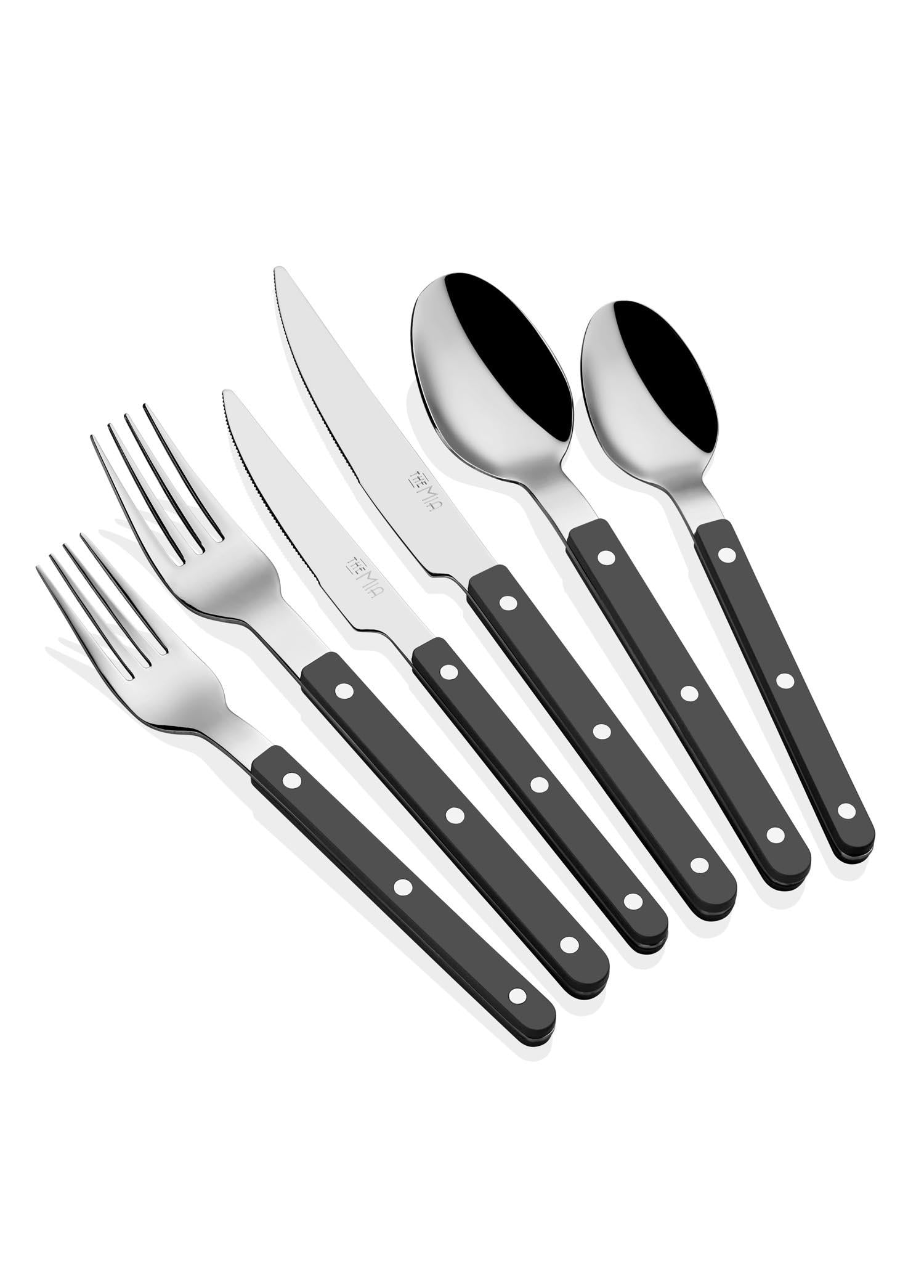 Comida Çatal Kaşık Bıçak Takımı Siyah 36 Parça