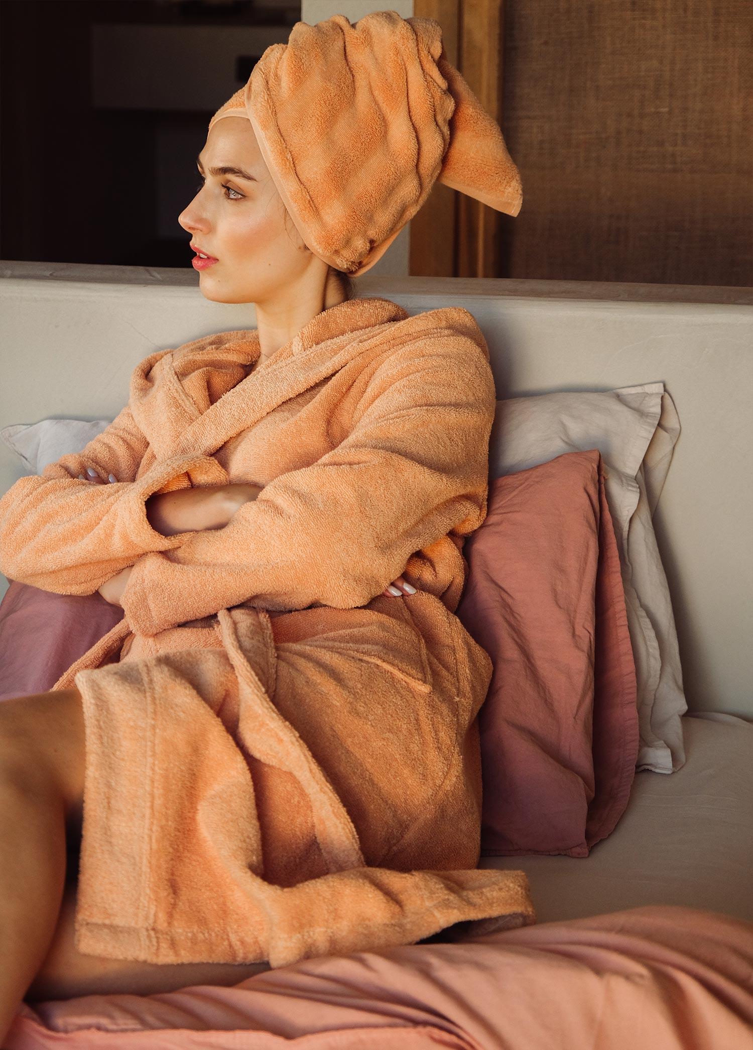 Fine Cotton Terracotta Bornoz Small Medium