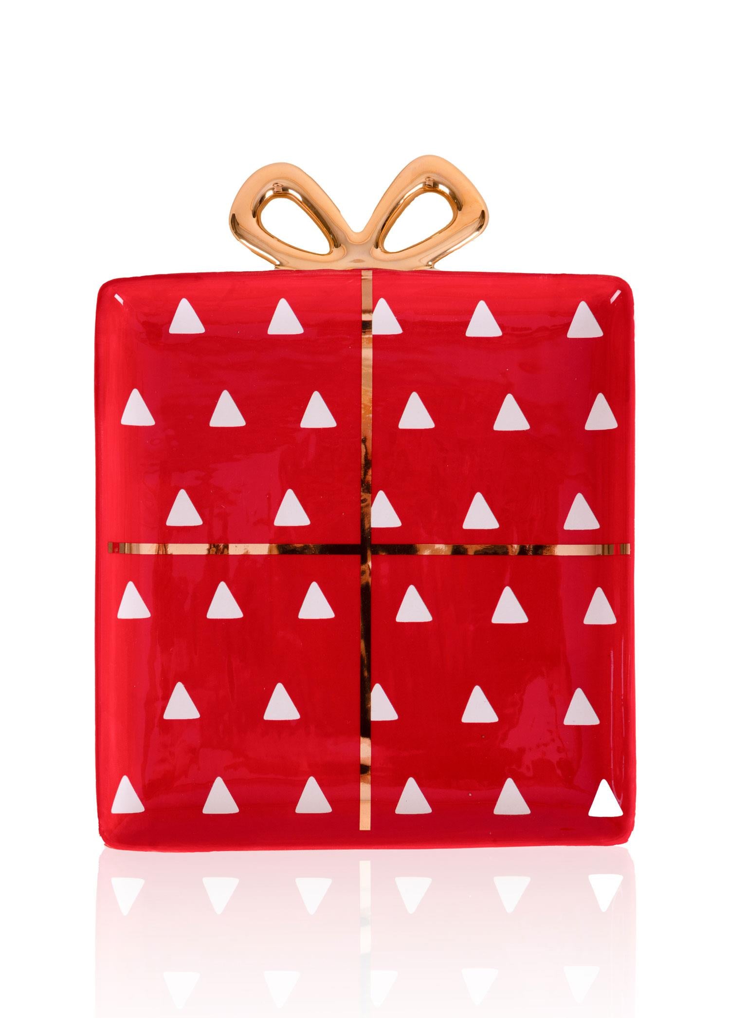 Fiyonk Figürlü Servis Tabağı Krımızı 22X17 Cm