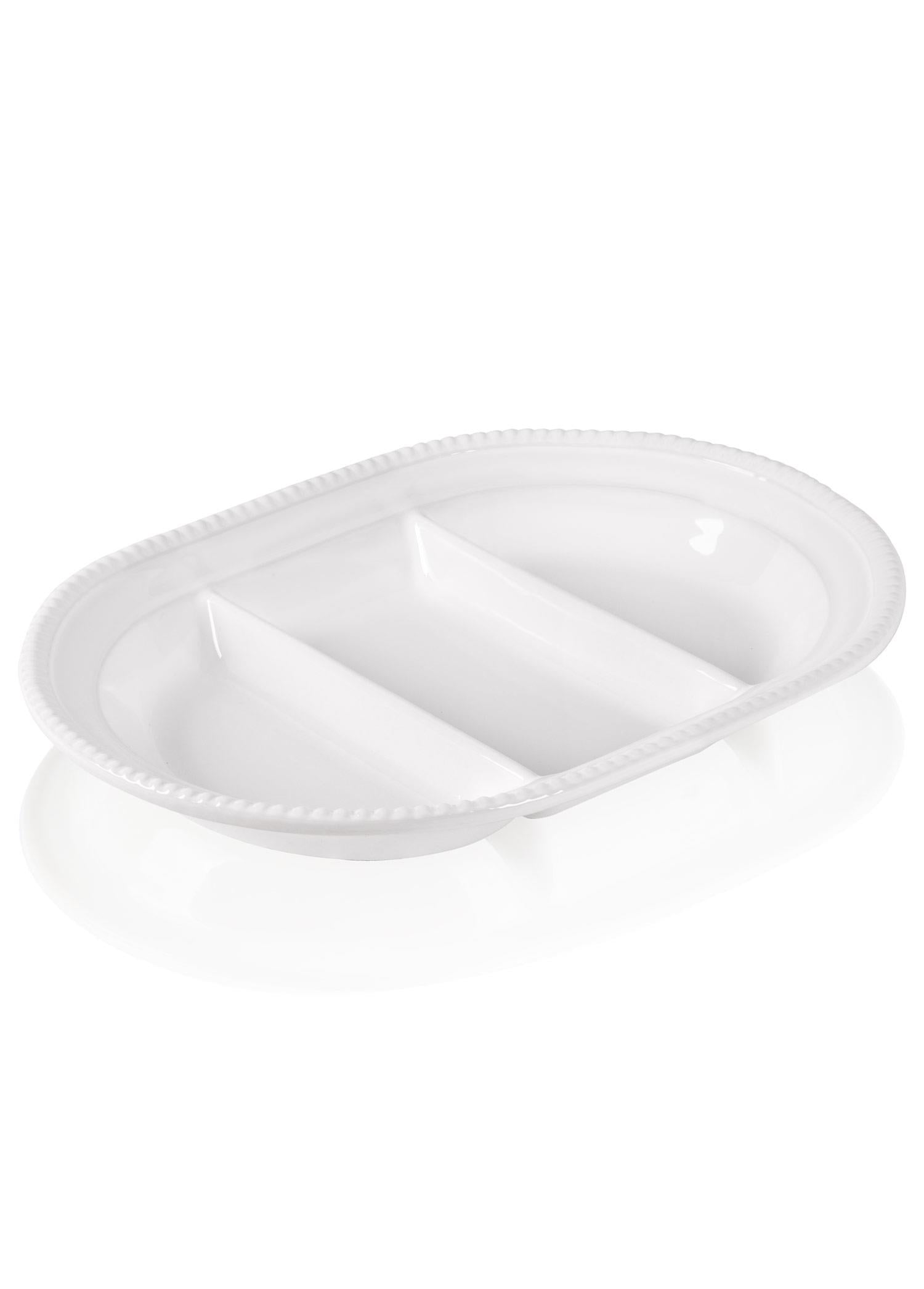 Grande Servis Tabağı 3 Bölmeli Beyaz 42 Cm