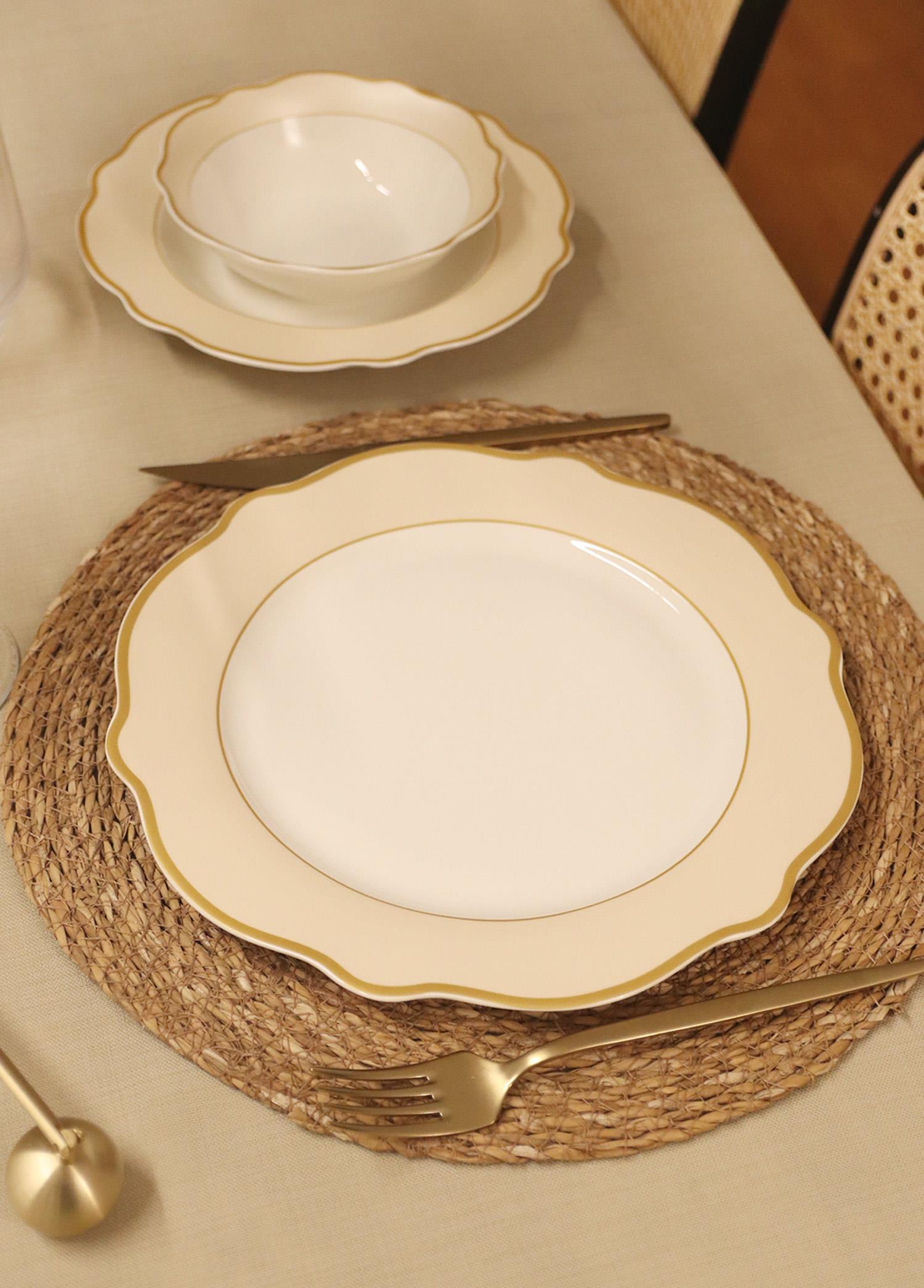 Jaswely Servis Tabağı 6 Parça Krem 27 Cm