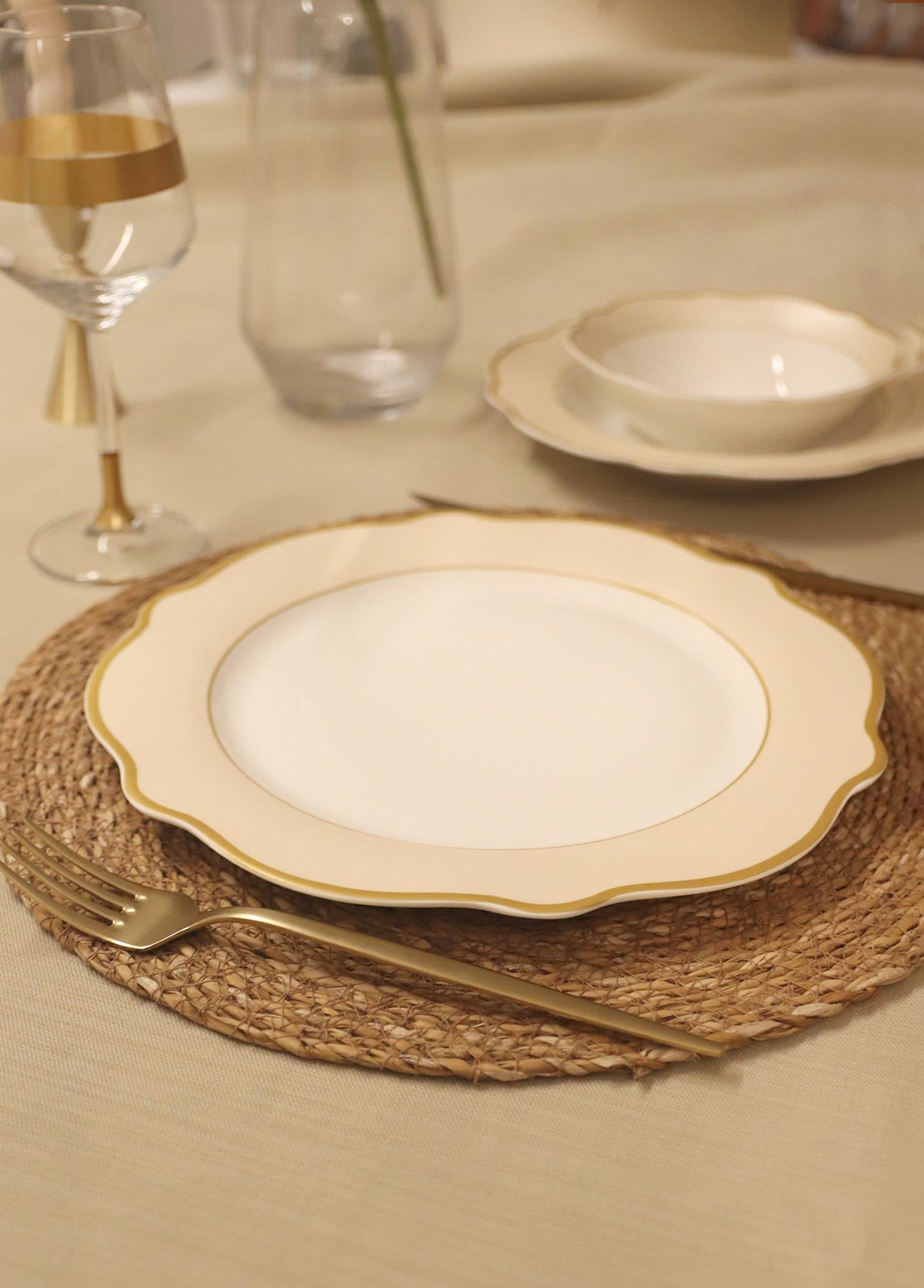 Jaswely Servis Tabağı 6 Parça Krem 27 Cm