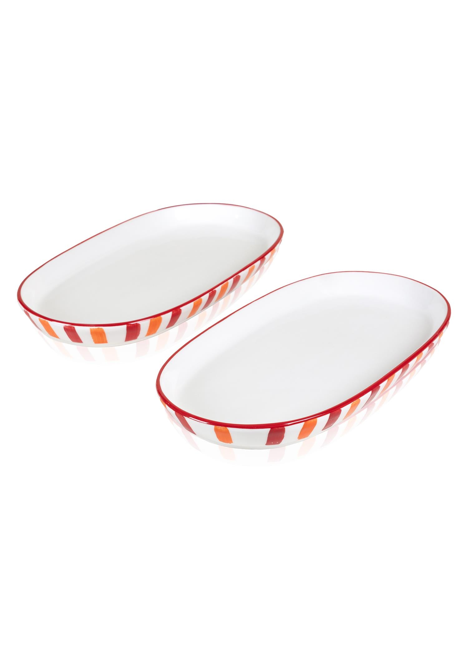 Joy Oval Servis Tabağı 2Li Set Kırmızı 17X30X4 Cm
