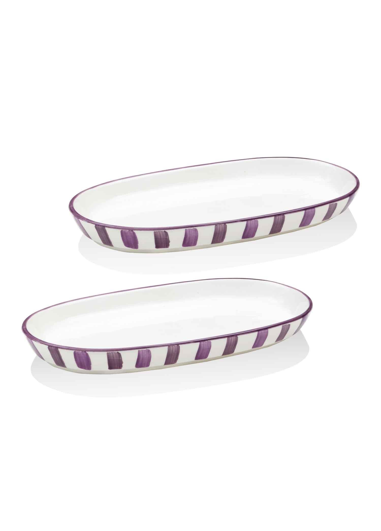 Joy Oval Servis Tabağı 2Li Set Mor 17X30X4 Cm