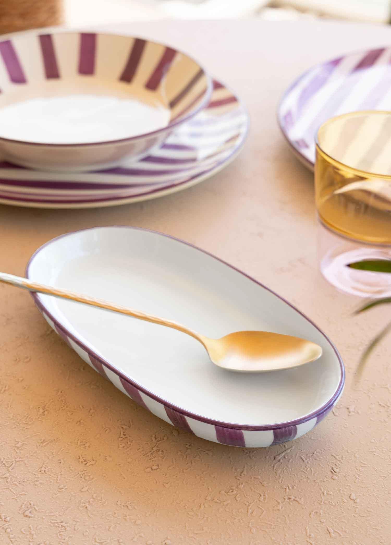 Joy Oval Servis Tabağı 2Li Set Mor 23 Cm