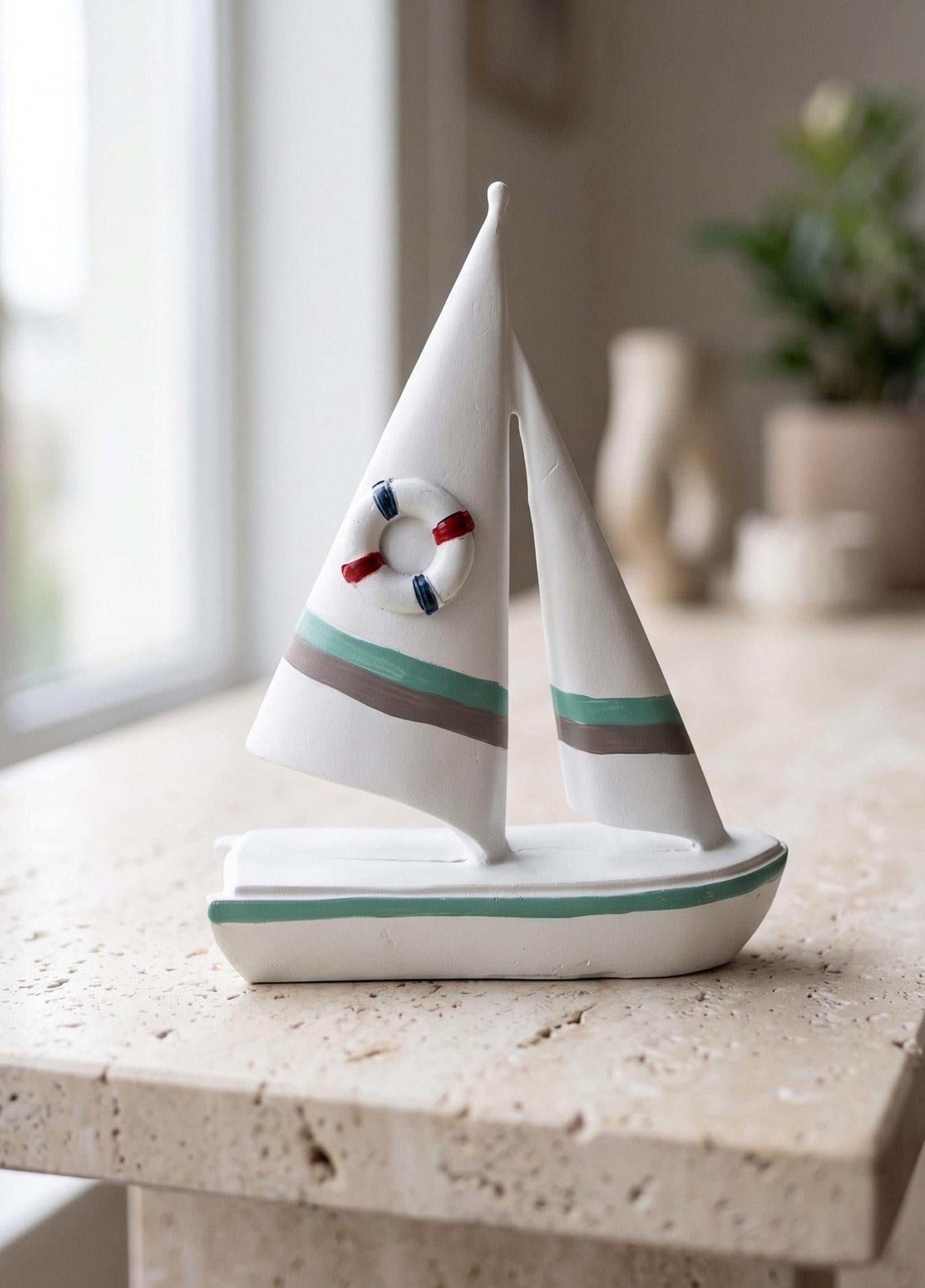 Marin Çift Yelkenli Kırmızı Mavi Can Simitli 24 Cm
