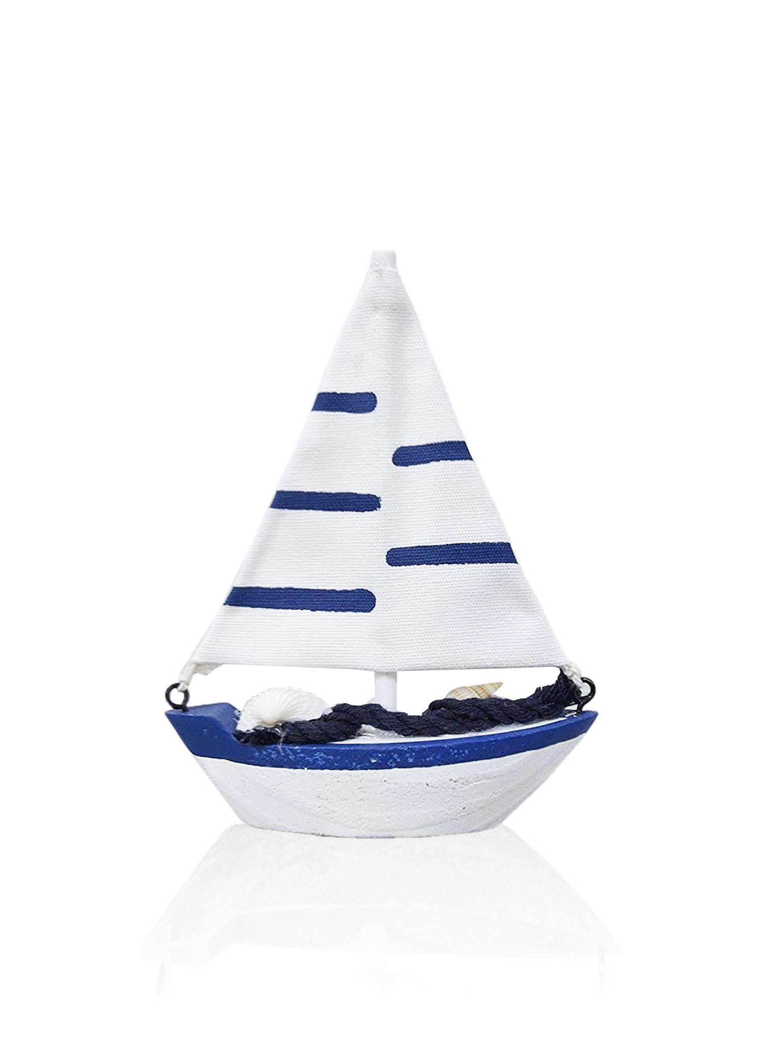 Marin Deniz Kabuklu Ve Halatlı Yelkenli Biblo 14Cm