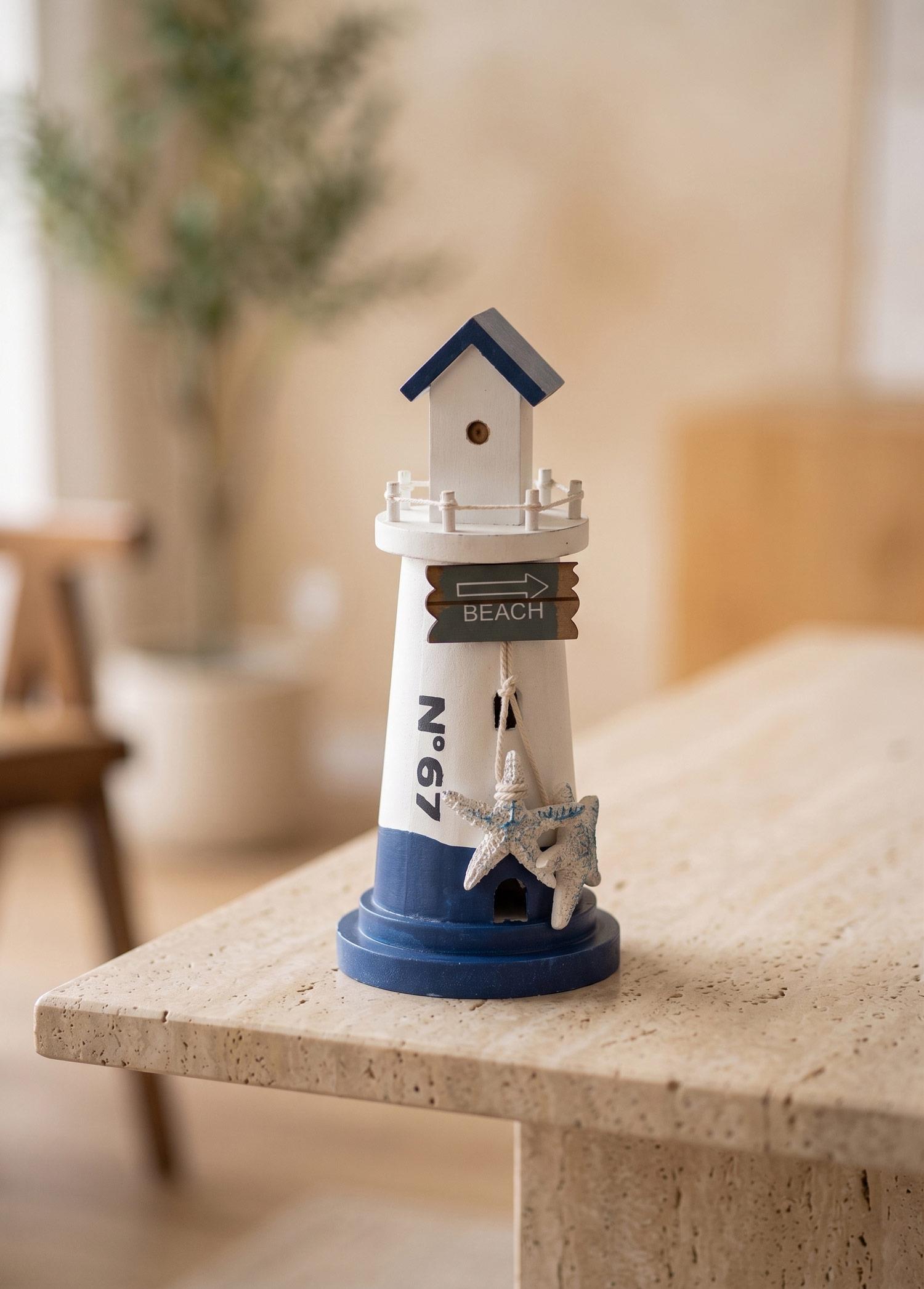 Marin Mavi Beyaz Deniz Feneri No 67 Obje 22 Cm