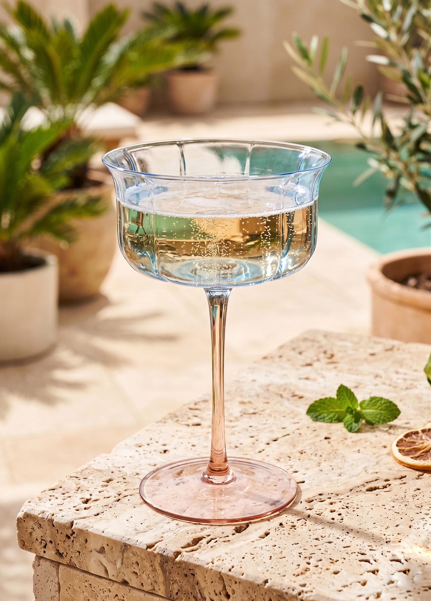Martini Kadehi Mavi Turuncu 16X11X8 Cm