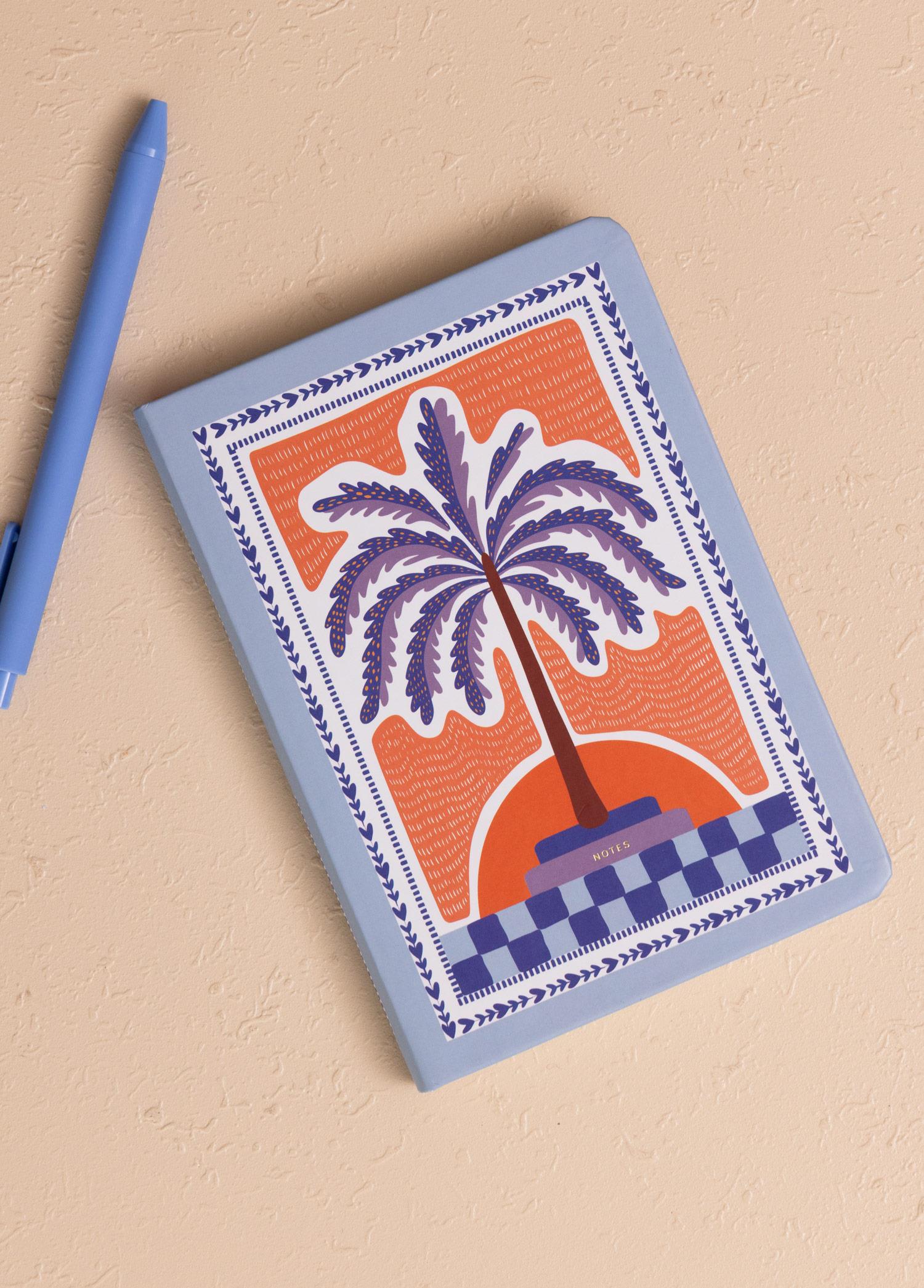 Mavi Palmiye Desenli Defter 12 X 17 Cm