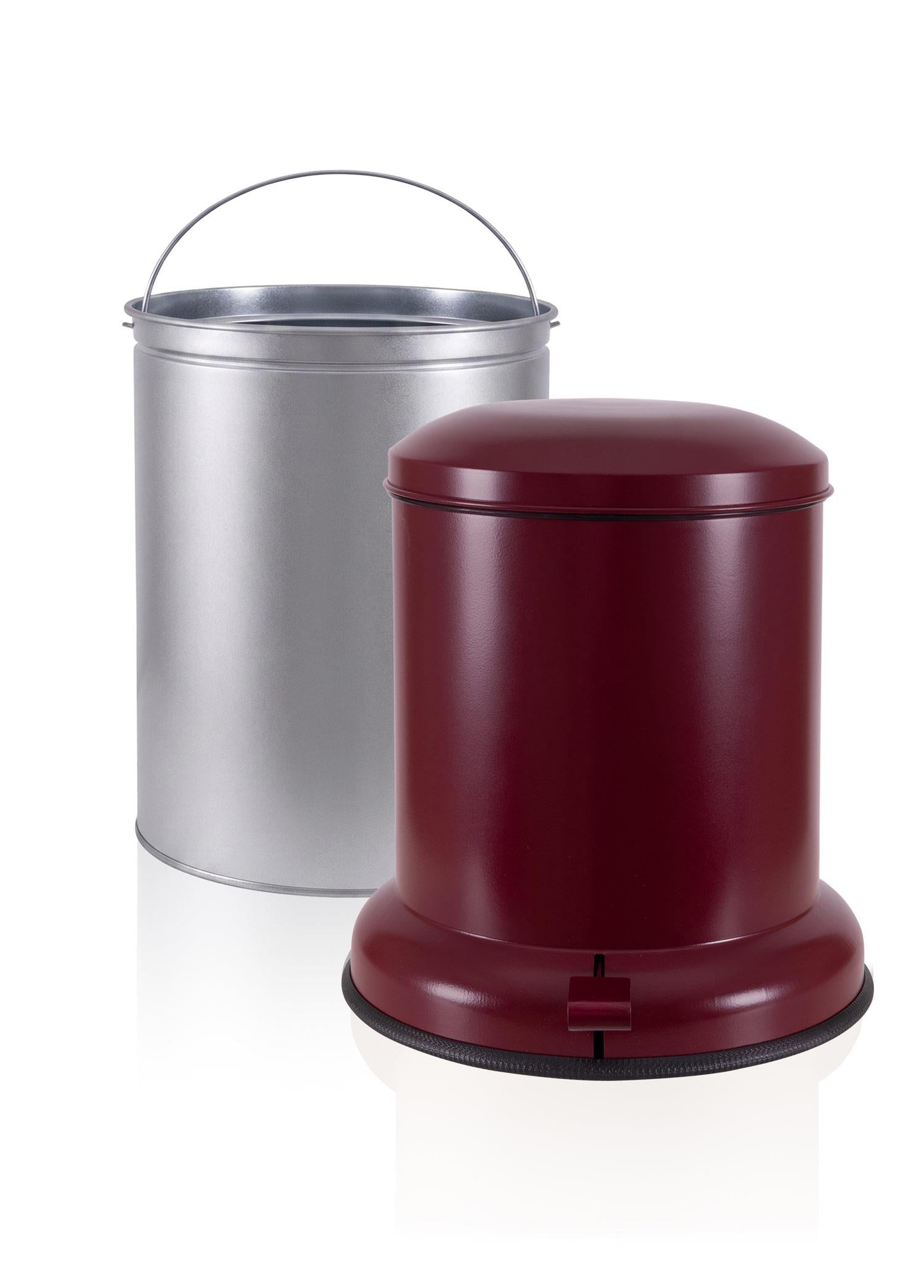 Metal Pedallı Çöp Kovası Bordo 20 Lt