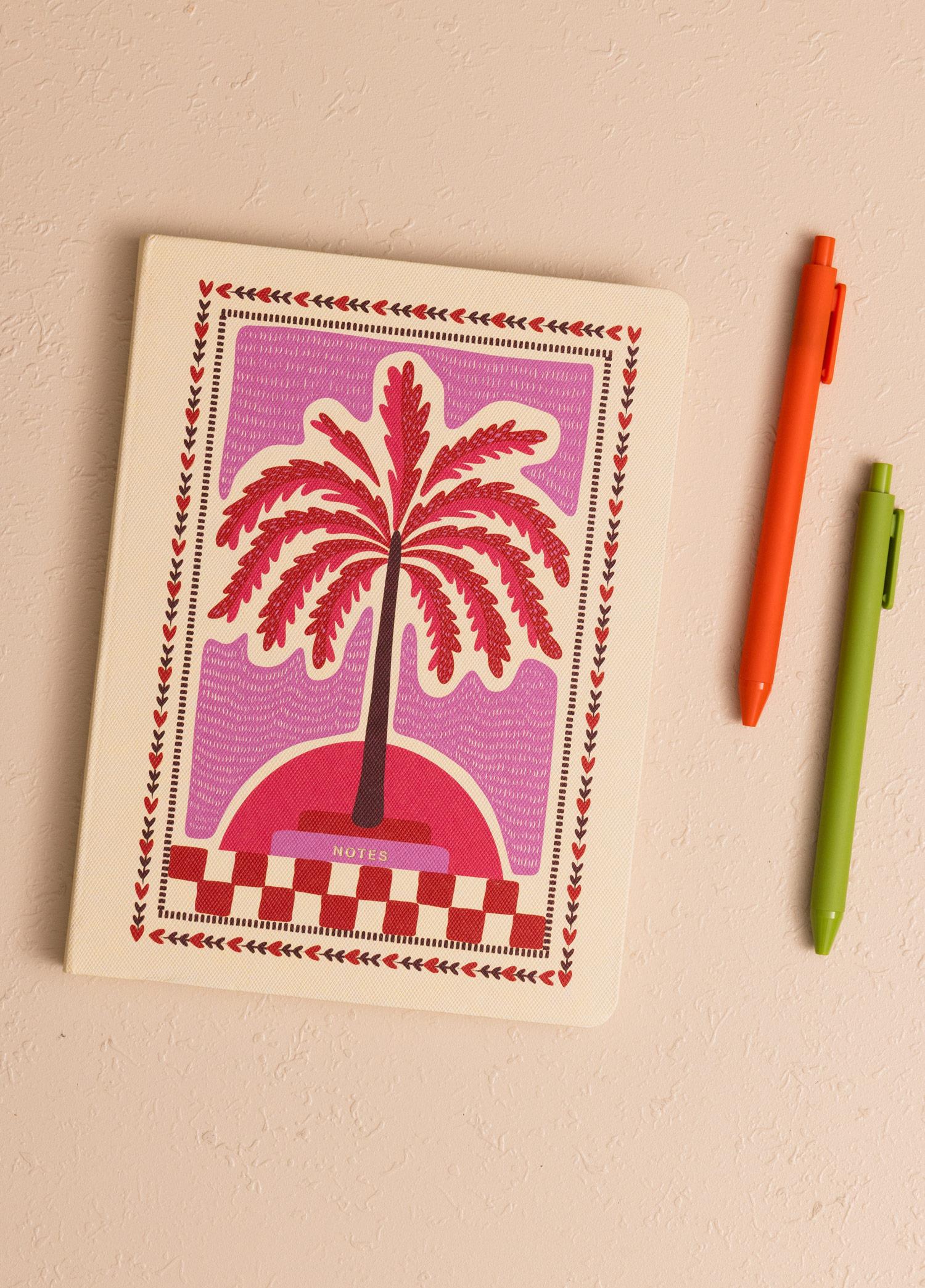 Mor Palmiye Desenli Defter 16 X 21 Cm