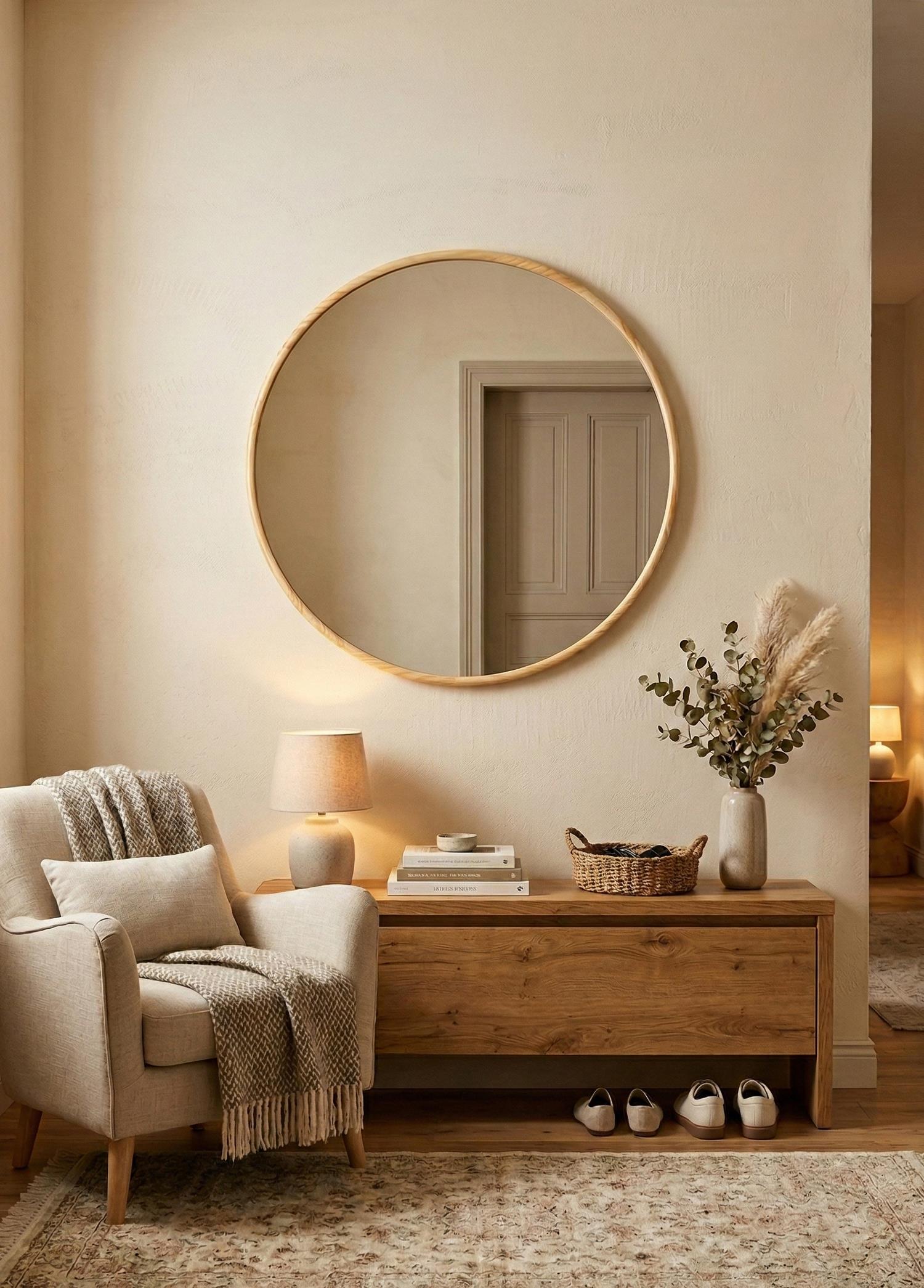 Nord Ahşap Duvar Aynası 70X70 Cm