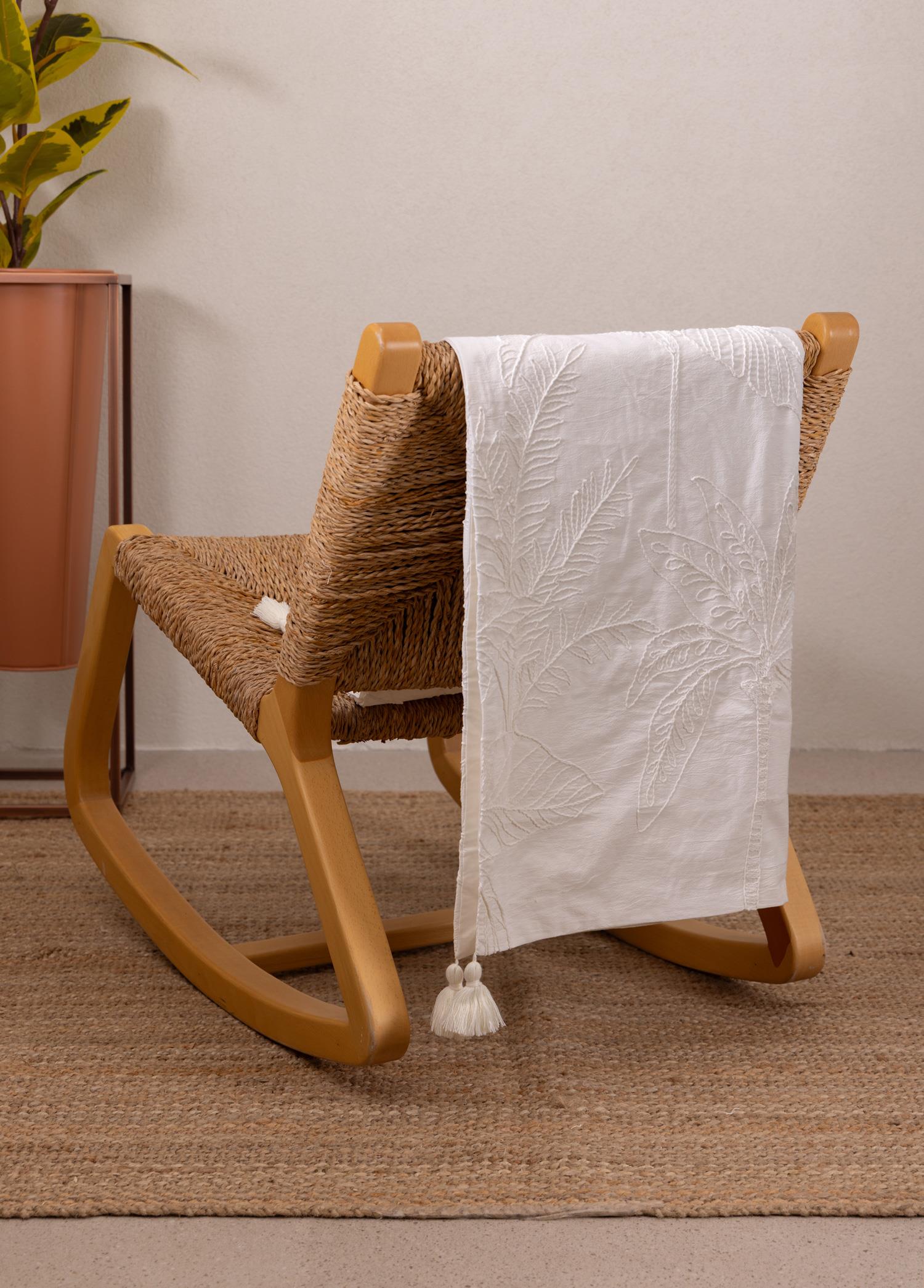 Throw Koltuk Şalı Püsküllü Krem 170X130