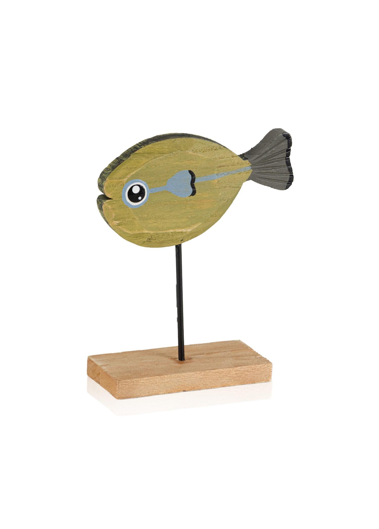 Retro Ahşap Balık Figürlü Masaüstü Obje 16 Cm