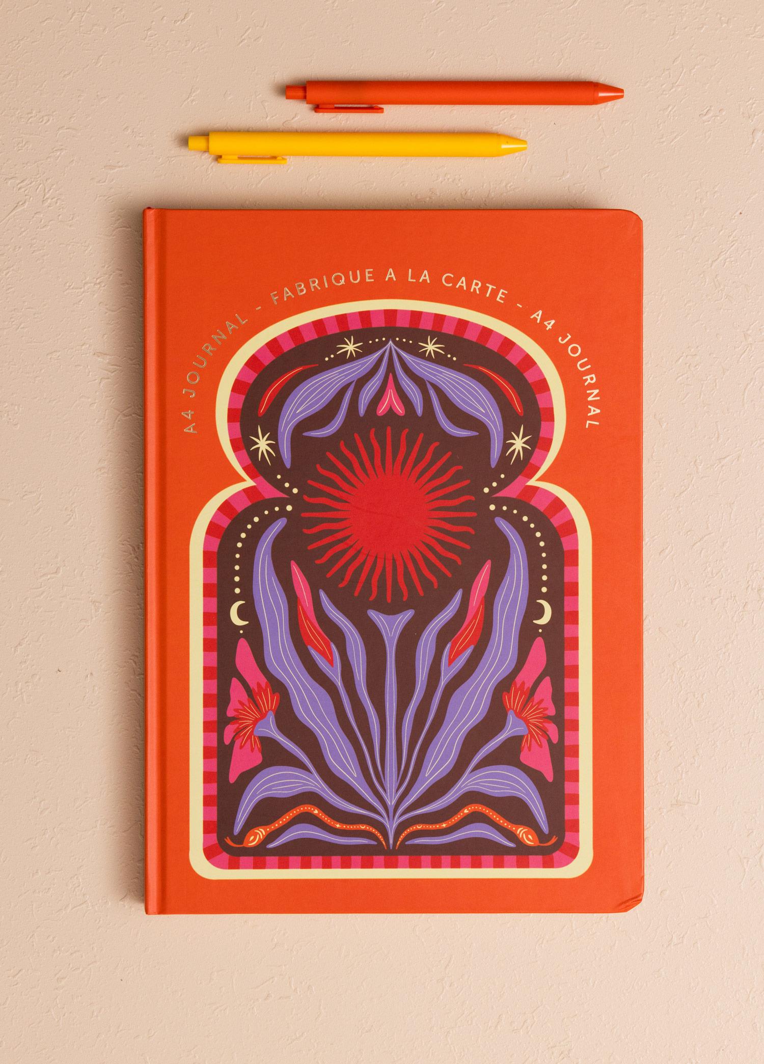 Retro Güneş Motifli Defter Turuncu 21 X 30 Cm