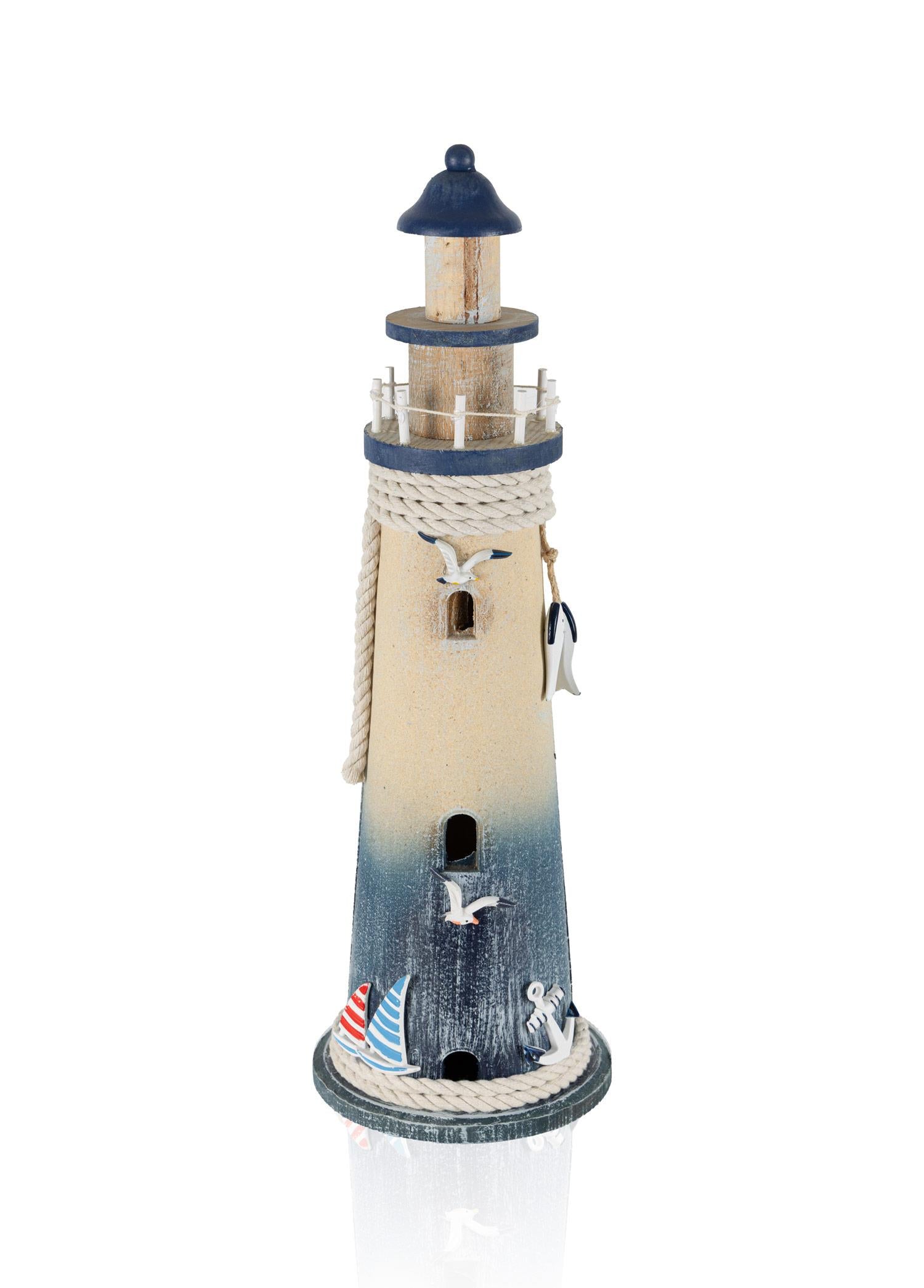 Retro Marin Deniz Feneri Halat Ve Çapa Obje 52 Cm