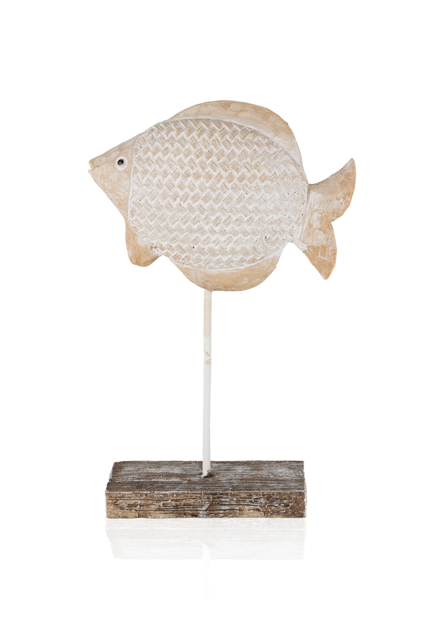 Retro Marin Hasır Desenli Balık Obje 35 Cm