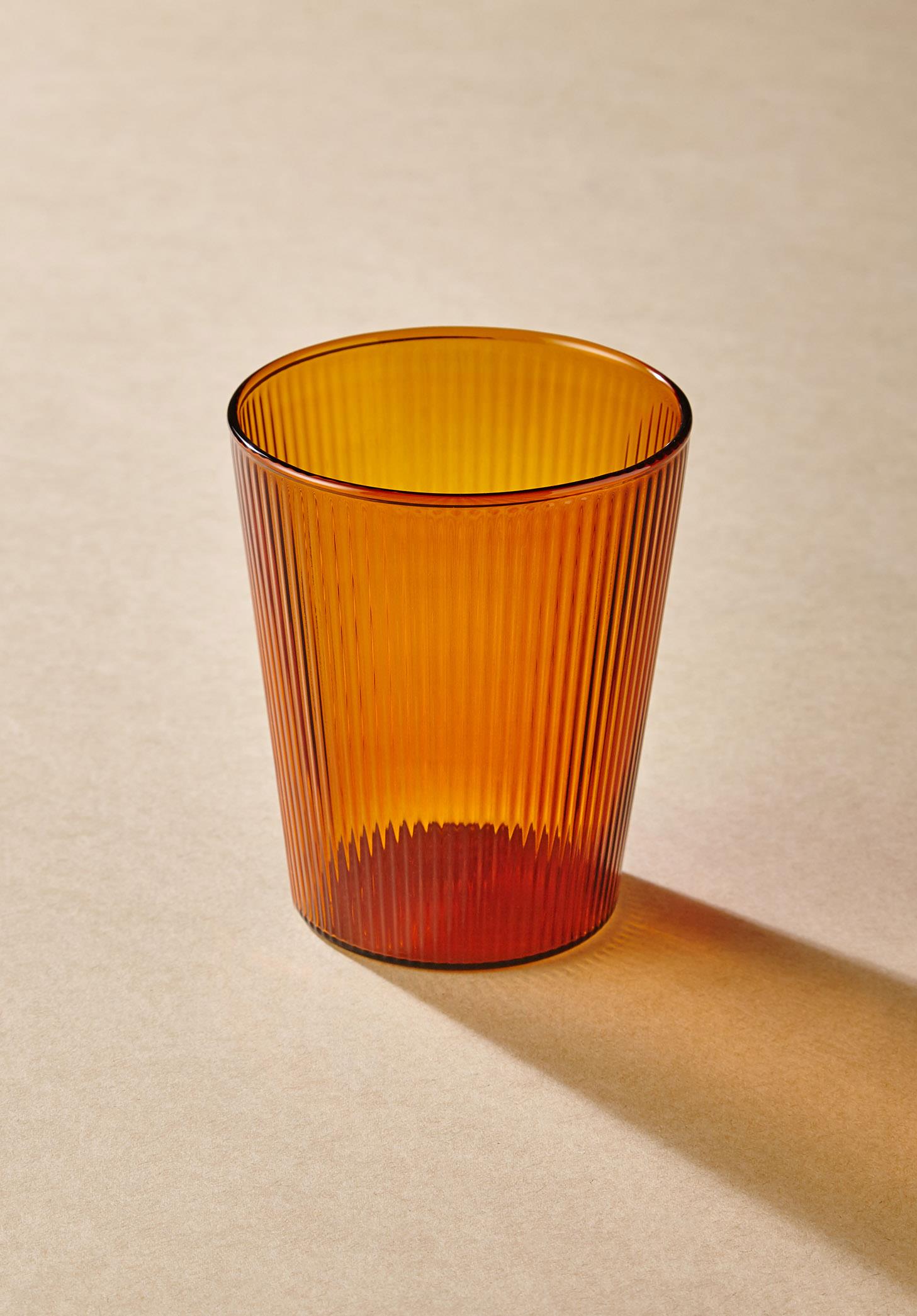 Striped Borosilikat Cam Bardak Amber 400 Ml